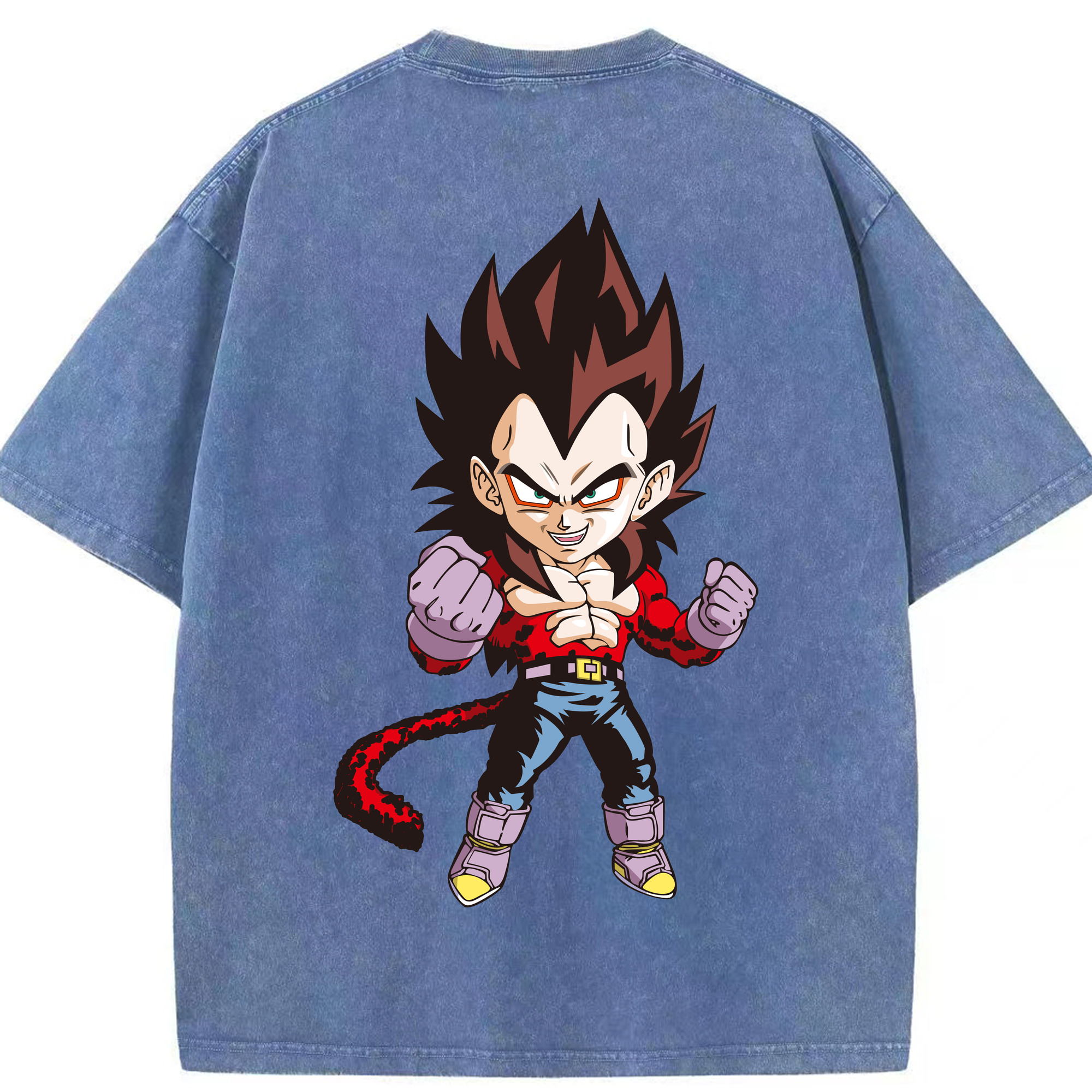（画像用） ドラゴンボール ベジータ四世（Bejīta Yonsei）DRAGON BALL Vegeta IV 綿100% ヴィンテージ風 半袖Tシャツ（背面プリント）
