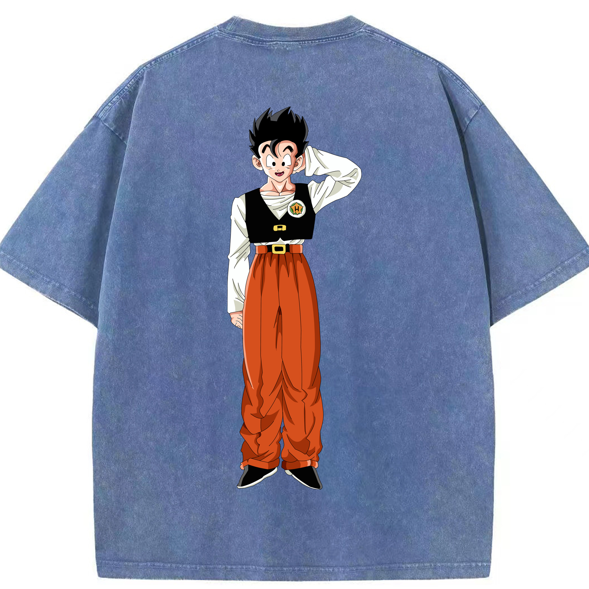（画像用） ドラゴンボール 孫 悟飯（そんごはん）DRAGON BALL Son Gohan 綿100% ヴィンテージ風 半袖Tシャツ（背面プリント）