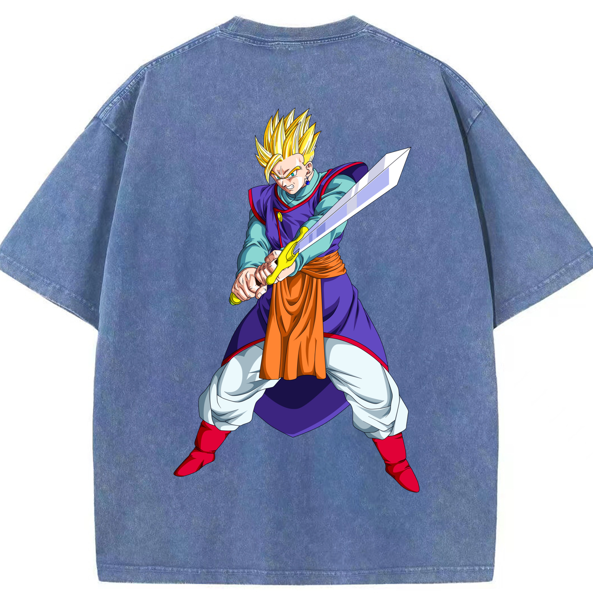 （画像用） ドラゴンボール 孫 悟飯（そんごはん）DRAGON BALL Son Gohan 綿100% ヴィンテージ風 半袖Tシャツ（背面プリント）