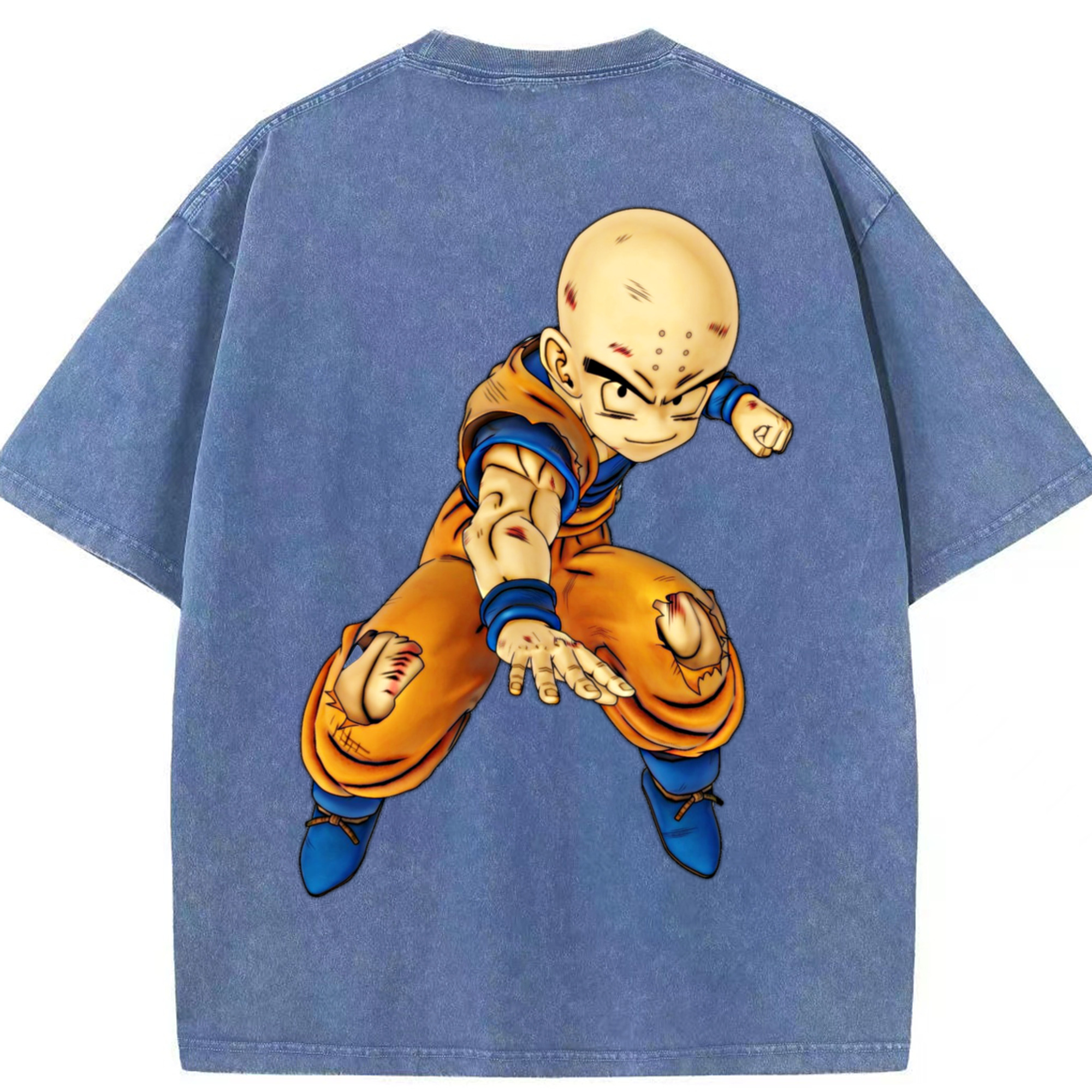 （画像用） ドラゴンボール クリリン DRAGON BALL krillin 綿100% ヴィンテージ風 半袖Tシャツ（背面プリント）