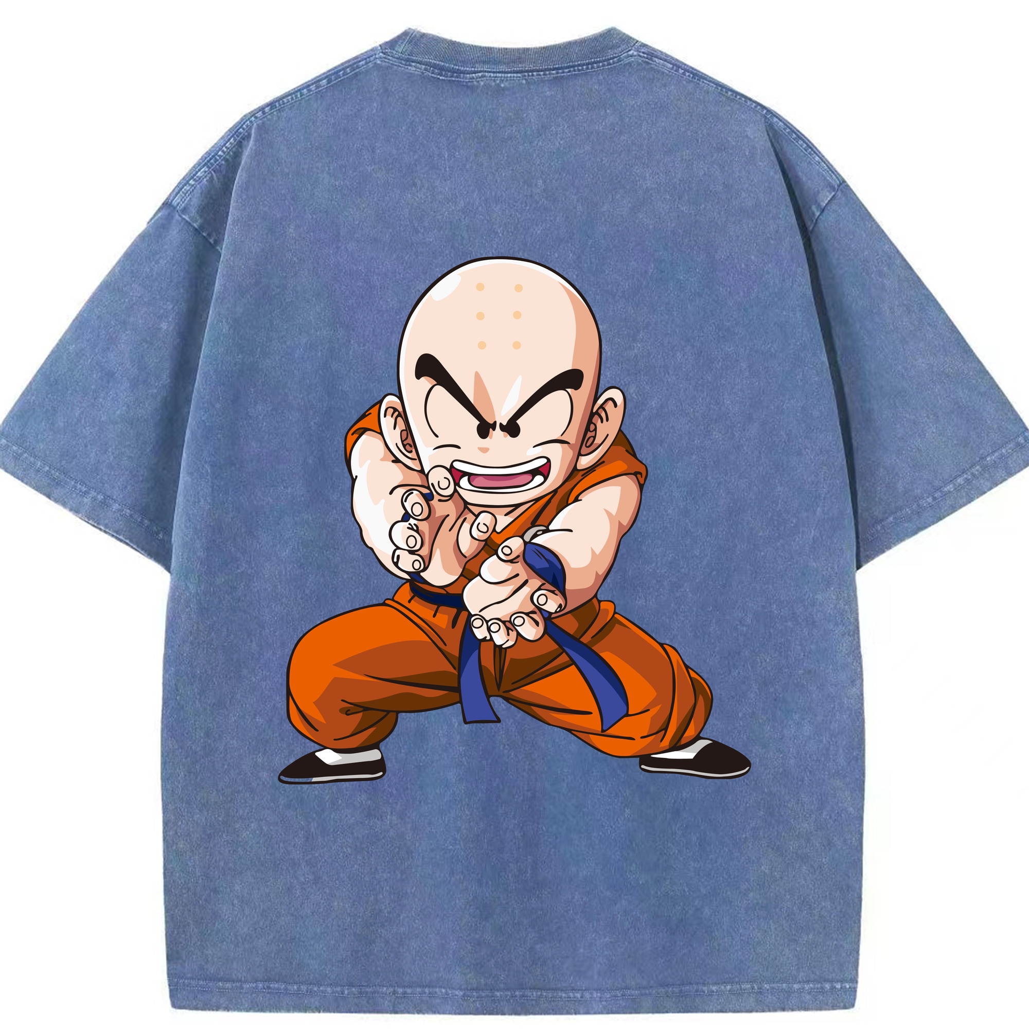 （画像用） ドラゴンボール クリリン DRAGON BALL krillin 綿100% ヴィンテージ風 半袖Tシャツ（背面プリント）