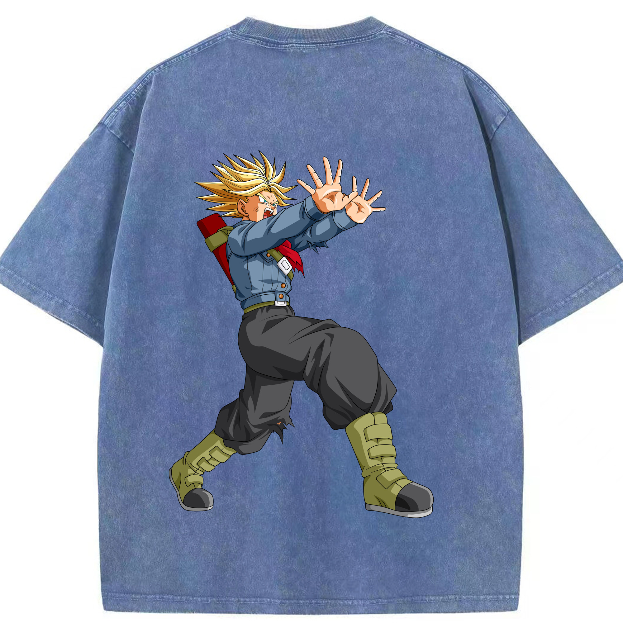 （画像用） ドラゴンボール トランクス（Torankusu）DRAGON BALL Trunks 綿100% ヴィンテージ風 半袖Tシャツ（背面プリント）