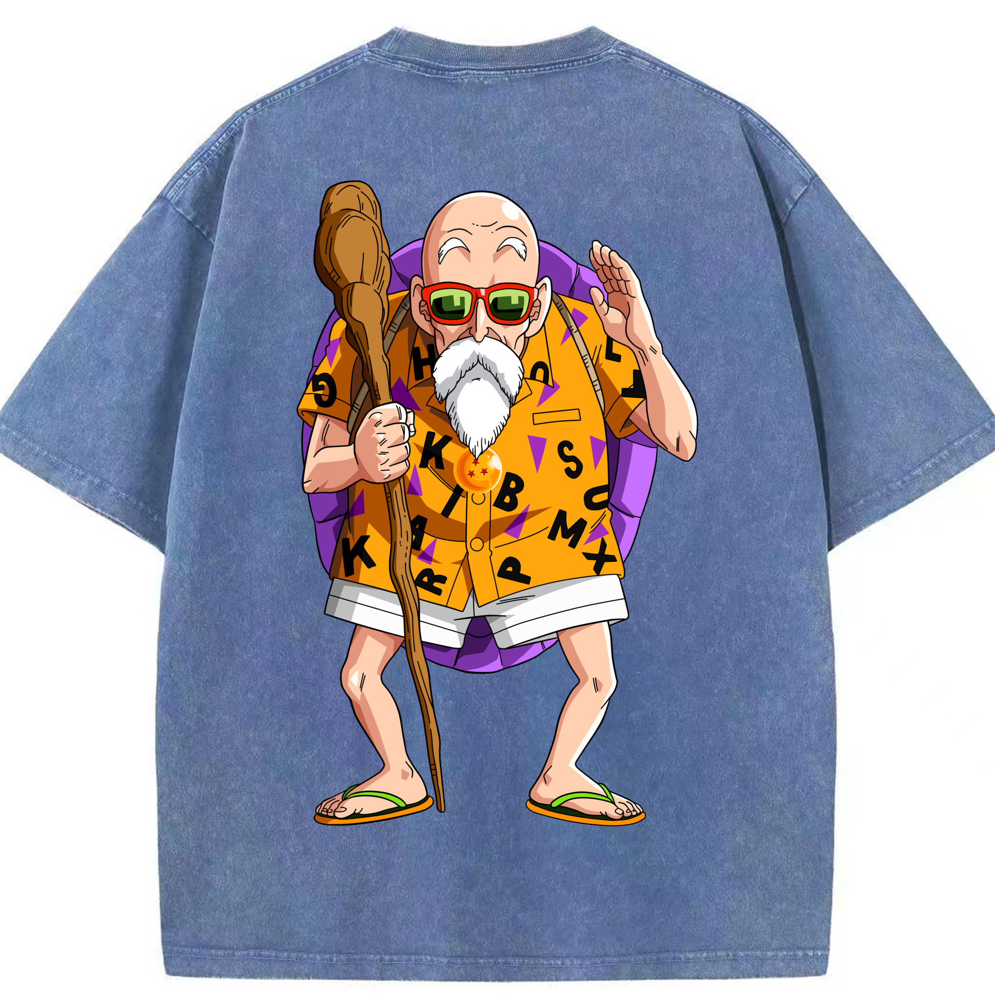 （画像用） ドラゴンボール 亀仙人（かめせんにん） DRAGON BALL Master Roshi Kame Sennin 綿100% ヴィンテージ風 半袖Tシャツ（背面プリント）