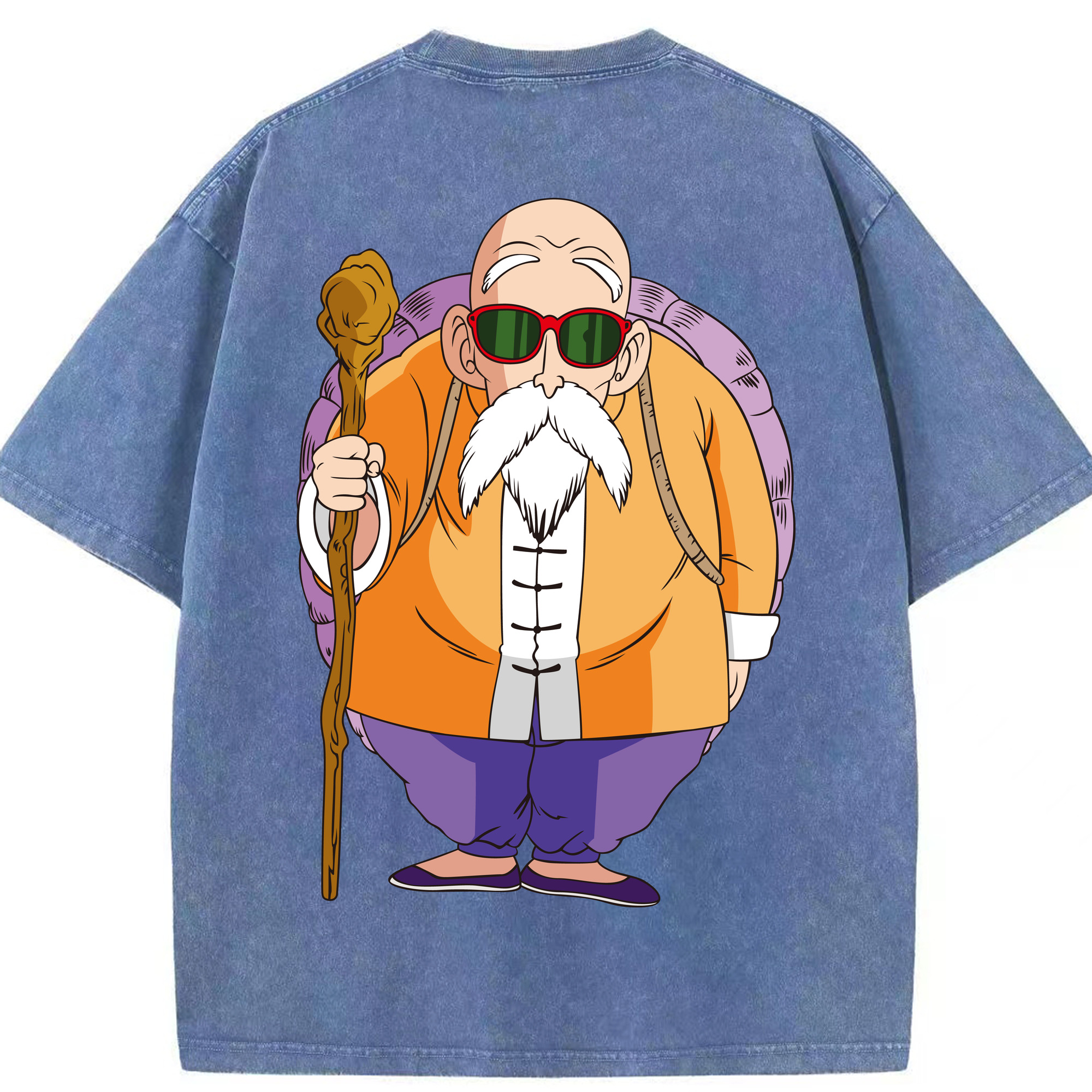 （画像用） ドラゴンボール 亀仙人（かめせんにん） DRAGON BALL Master Roshi Kame Sennin 綿100% ヴィンテージ風 半袖Tシャツ（背面プリント）
