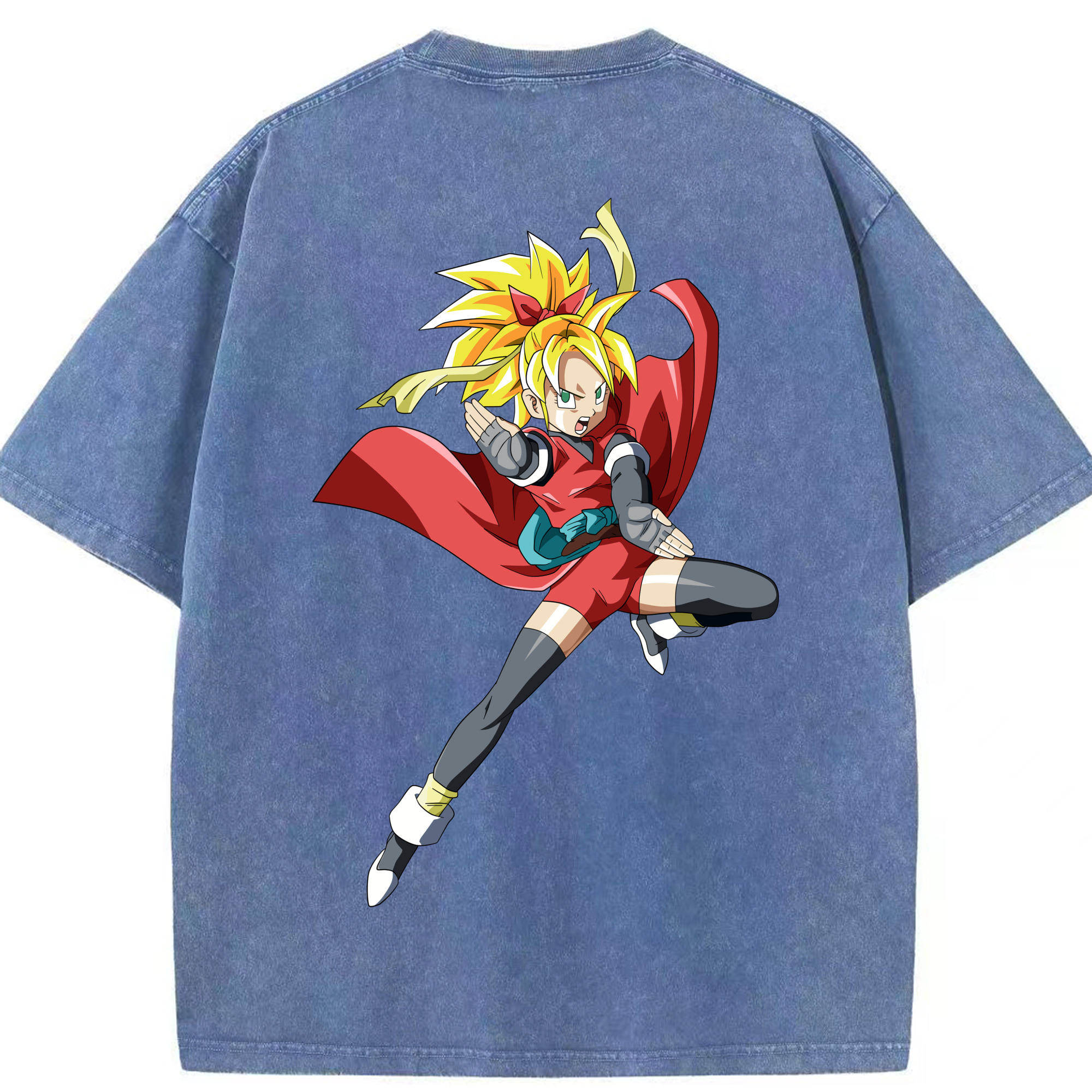 （画像用） ドラゴンボール カリフラ DRAGON BALL Caulifla 綿100% ヴィンテージ風 半袖Tシャツ（背面プリント）