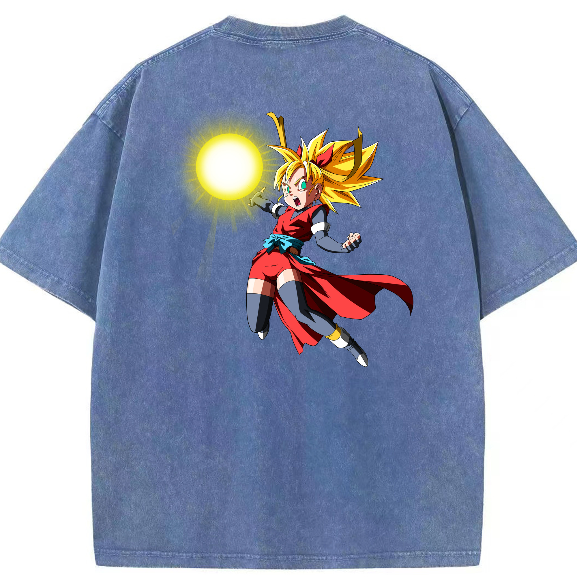 （画像用） ドラゴンボール カリフラ DRAGON BALL Caulifla 綿100% ヴィンテージ風 半袖Tシャツ（背面プリント）