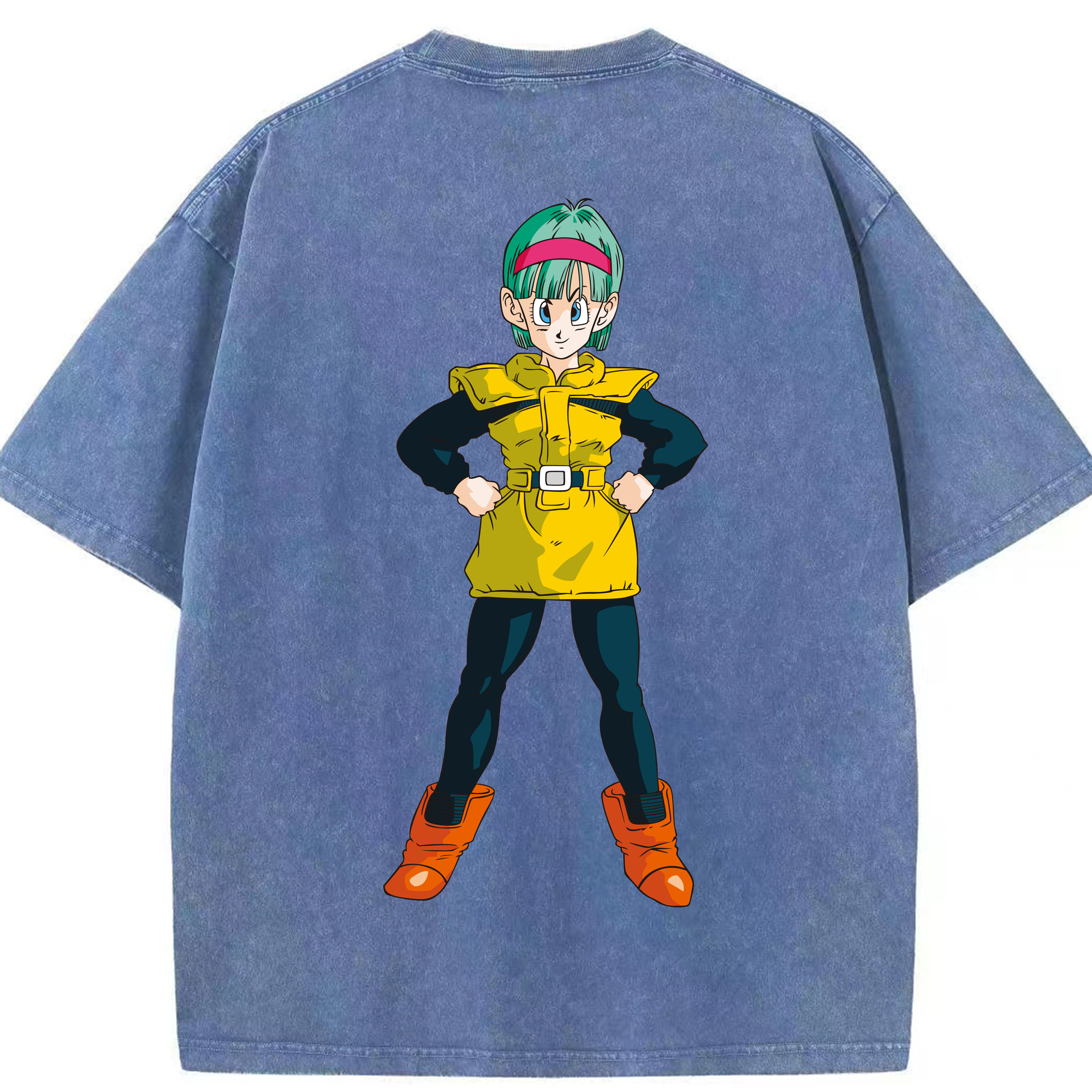 （画像用） ドラゴンボール ブルマ DRAGON BALL Bulma 綿100% ヴィンテージ風 半袖Tシャツ（背面プリント）
