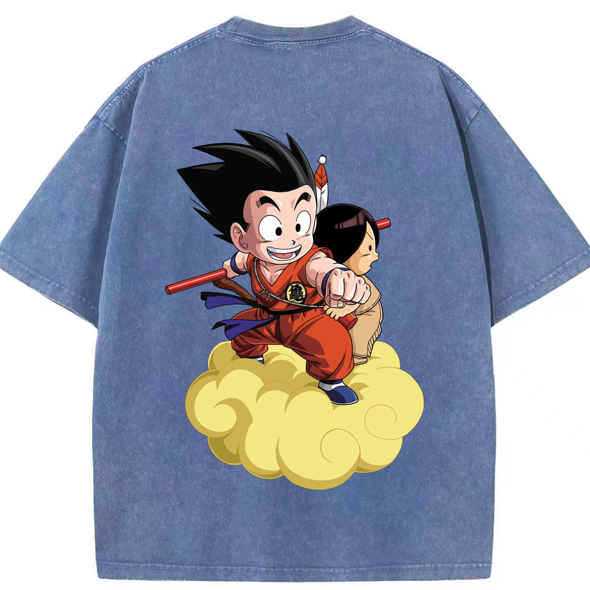 （画像用） ドラゴンボール 孫悟空（そん ごくう）Son Goku カカロット DRAGON BALL Kakarotto 綿100% ヴィンテージ風 半袖Tシャツ（背面プリント）