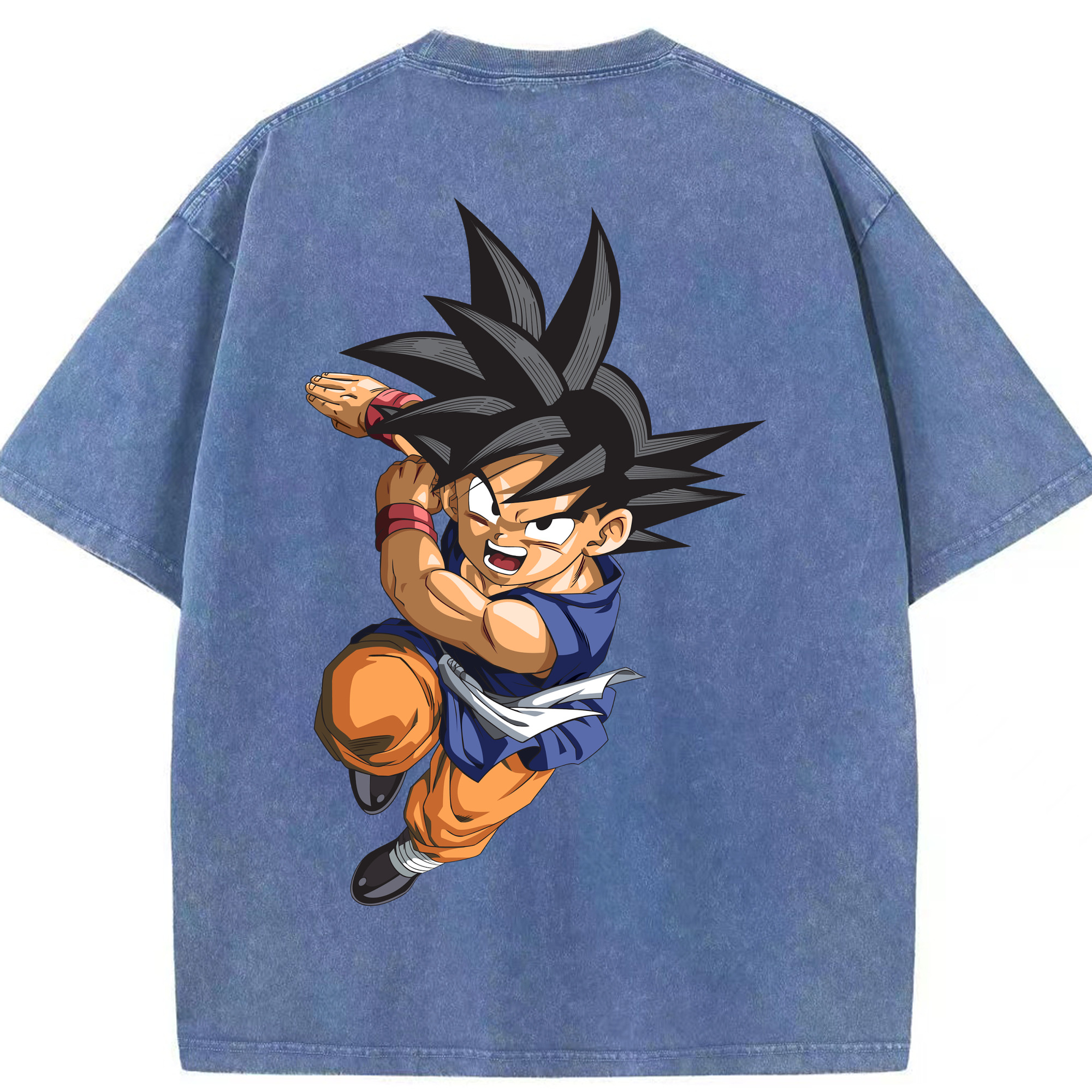 （画像用） ドラゴンボール 孫悟空（そん ごくう）Son Goku カカロット DRAGON BALL Kakarotto 綿100% ヴィンテージ風 半袖Tシャツ（背面プリント）