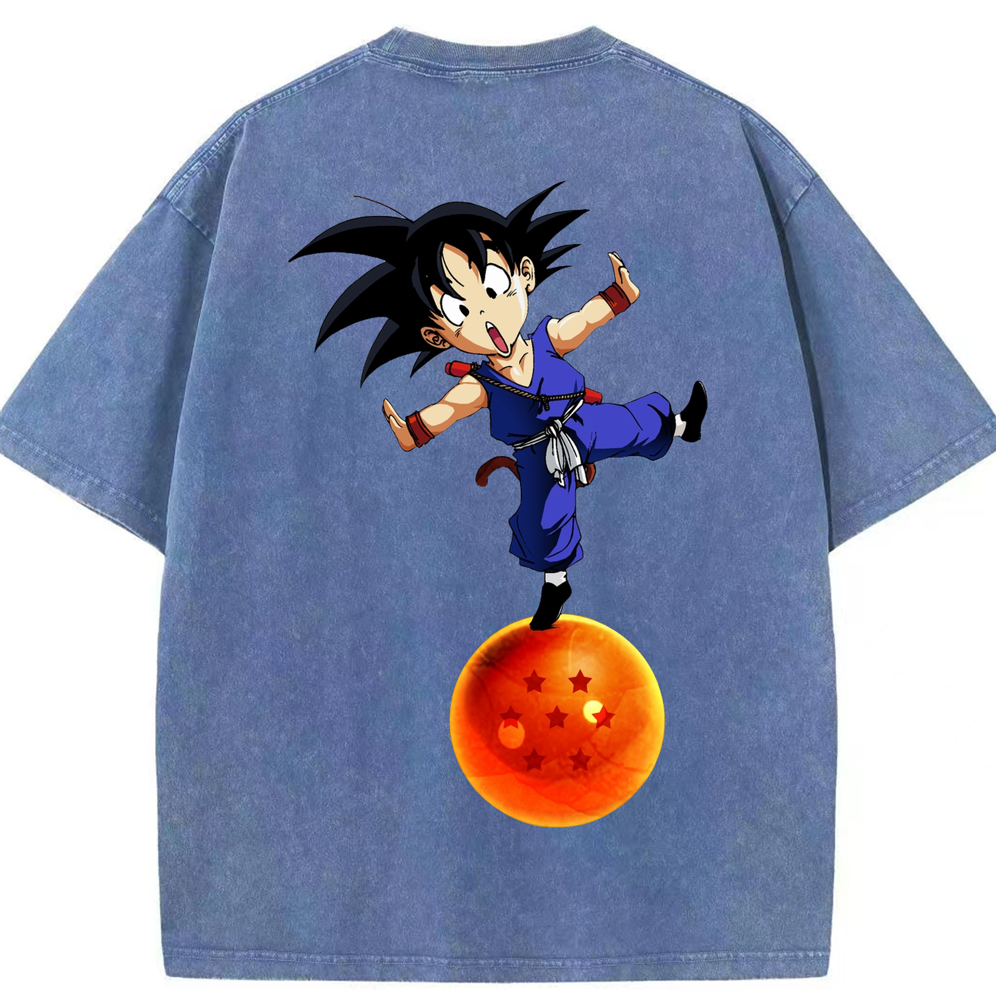 （画像用） ドラゴンボール 孫悟空（そん ごくう）Son Goku カカロット DRAGON BALL Kakarotto 綿100% ヴィンテージ風 半袖Tシャツ（背面プリント）