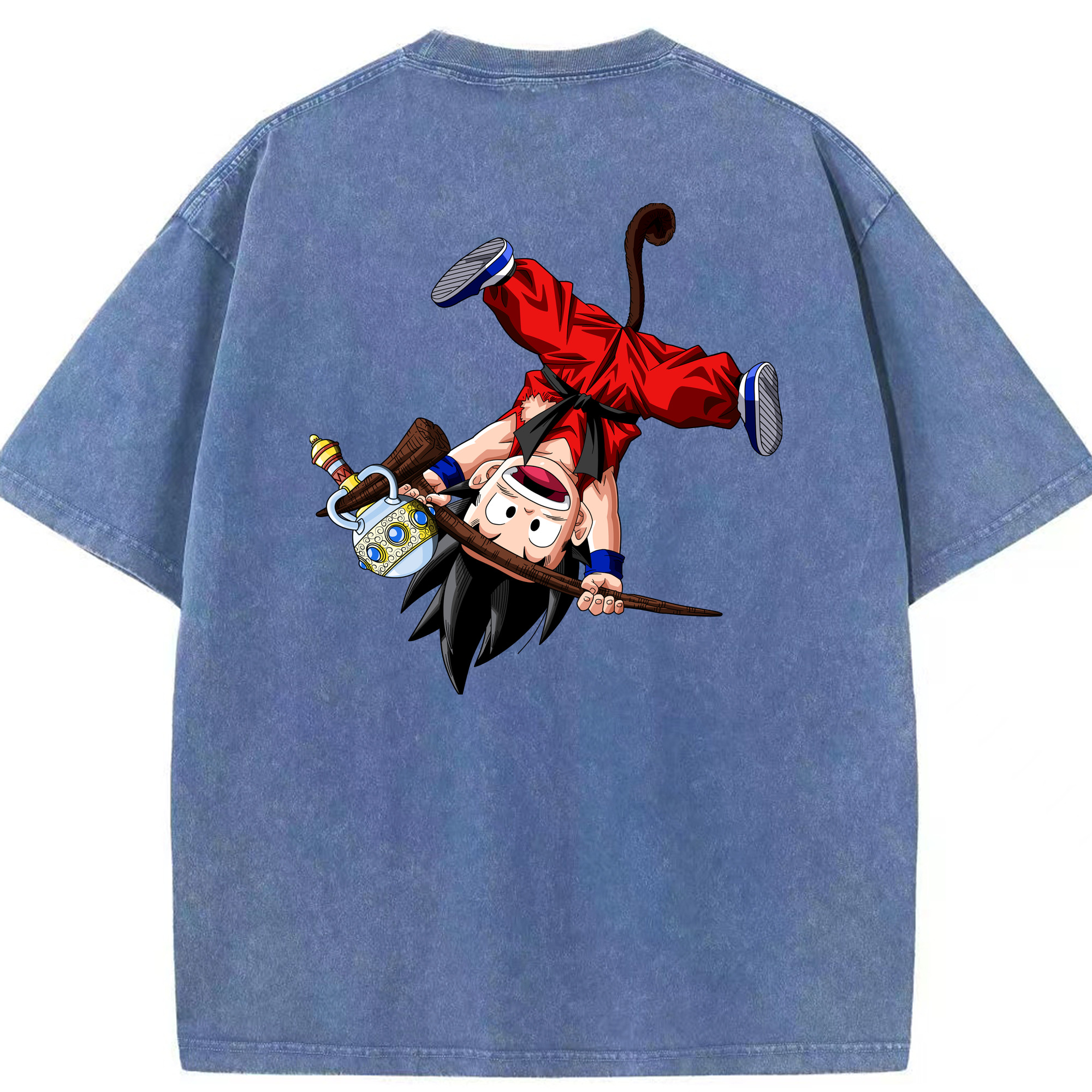 （画像用） ドラゴンボール 孫悟空（そん ごくう）Son Goku カカロット DRAGON BALL Kakarotto 綿100% ヴィンテージ風 半袖Tシャツ（背面プリント）