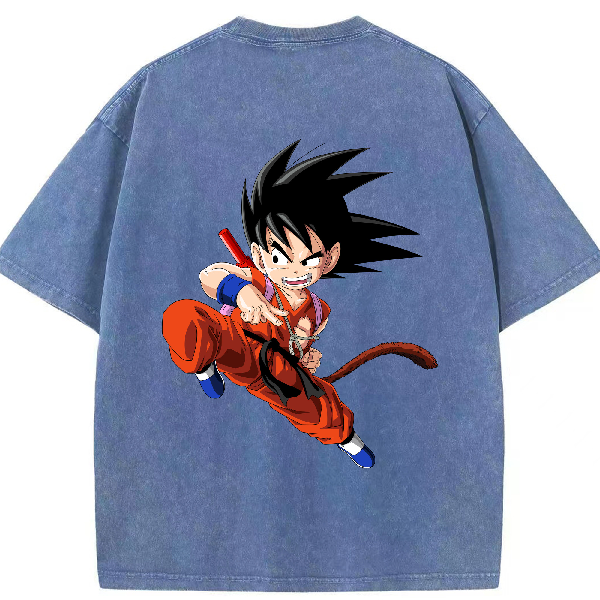 （画像用） ドラゴンボール 孫悟空（そん ごくう）Son Goku カカロット DRAGON BALL Kakarotto 綿100% ヴィンテージ風 半袖Tシャツ（背面プリント）