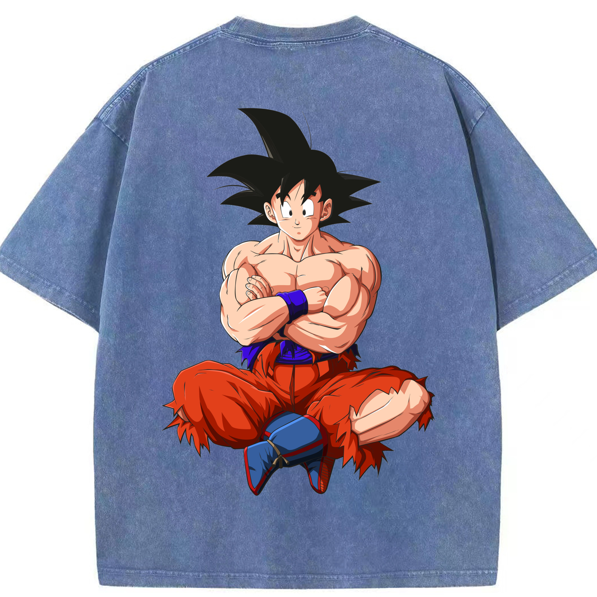 （画像用） ドラゴンボール 孫悟空（そん ごくう）Son Goku カカロット DRAGON BALL Kakarotto 綿100% ヴィンテージ風 半袖Tシャツ（背面プリント）