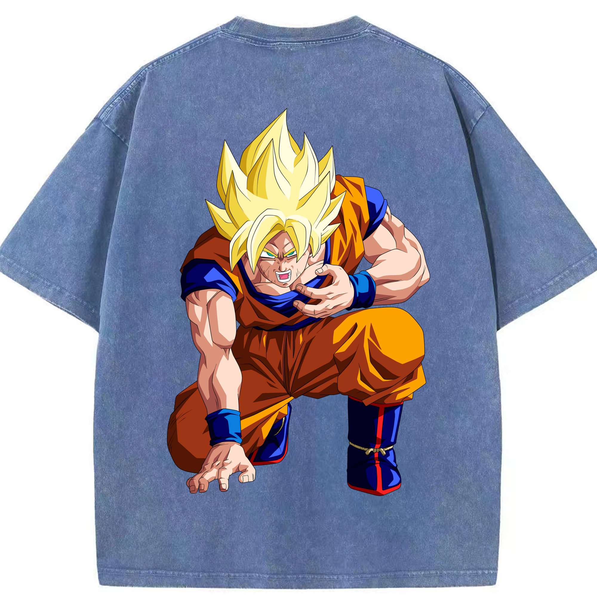 （画像用） ドラゴンボール 孫悟空（そん ごくう）Son Goku カカロット DRAGON BALL Kakarotto 綿100% ヴィンテージ風 半袖Tシャツ（背面プリント）