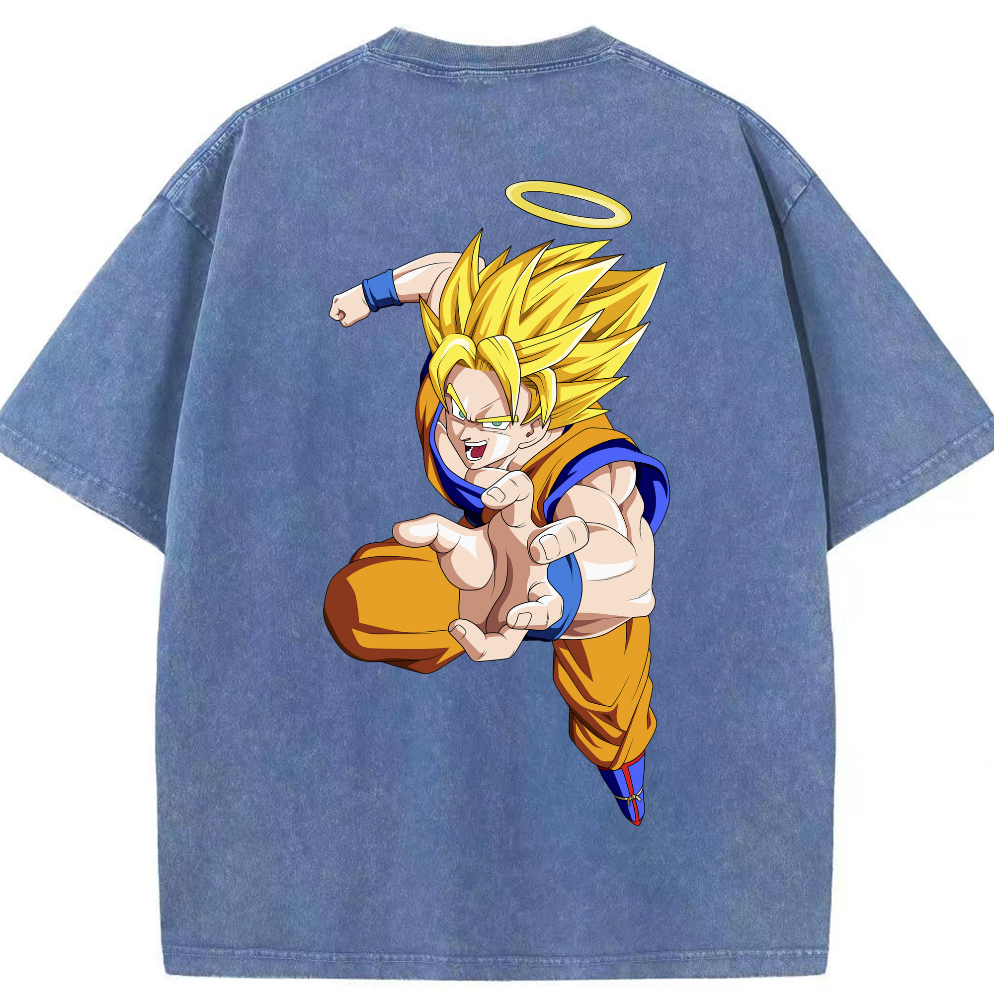 （画像用） ドラゴンボール 孫悟空（そん ごくう）Son Goku カカロット DRAGON BALL Kakarotto 綿100% ヴィンテージ風 半袖Tシャツ（背面プリント）