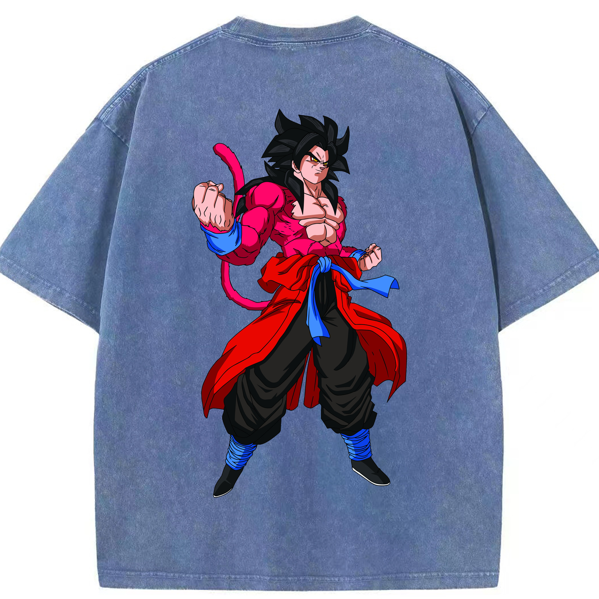 （画像用） ドラゴンボール 孫悟空（そん ごくう）Son Goku カカロット DRAGON BALL Kakarotto 綿100% ヴィンテージ風 半袖Tシャツ（背面プリント）