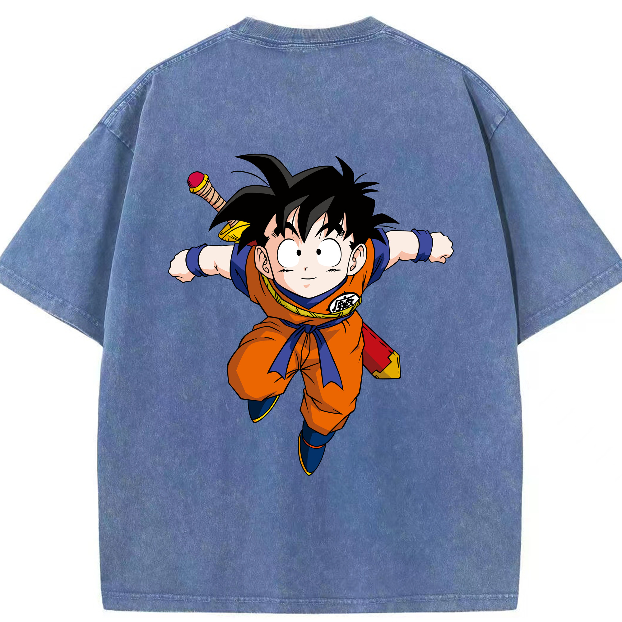 （画像用） ドラゴンボール 孫悟空（そん ごくう）Son Goku カカロット DRAGON BALL Kakarotto 綿100% ヴィンテージ風 半袖Tシャツ（背面プリント）