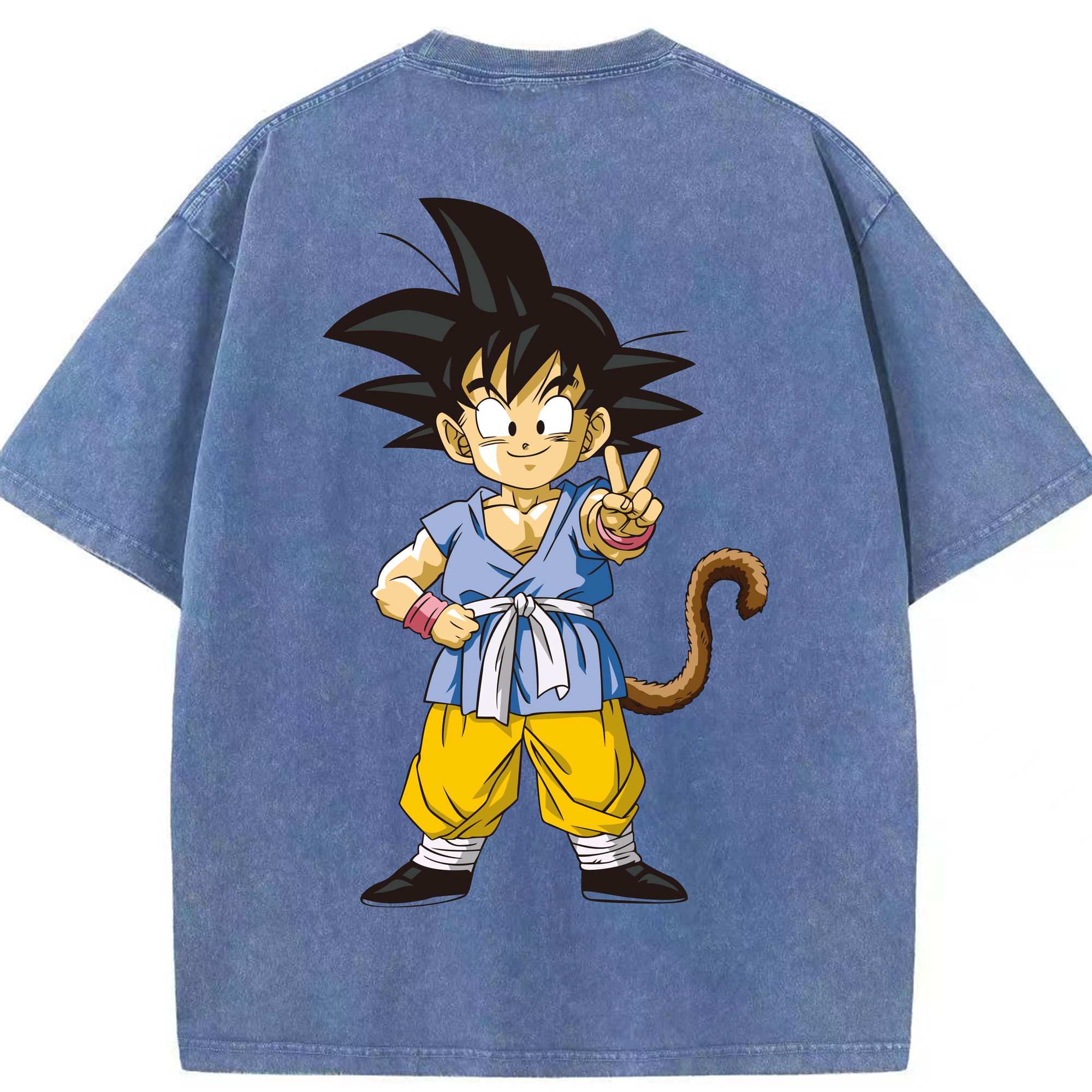 （画像用） ドラゴンボール 孫悟空（そん ごくう）Son Goku カカロット DRAGON BALL Kakarotto 綿100% ヴィンテージ風 半袖Tシャツ（背面プリント）