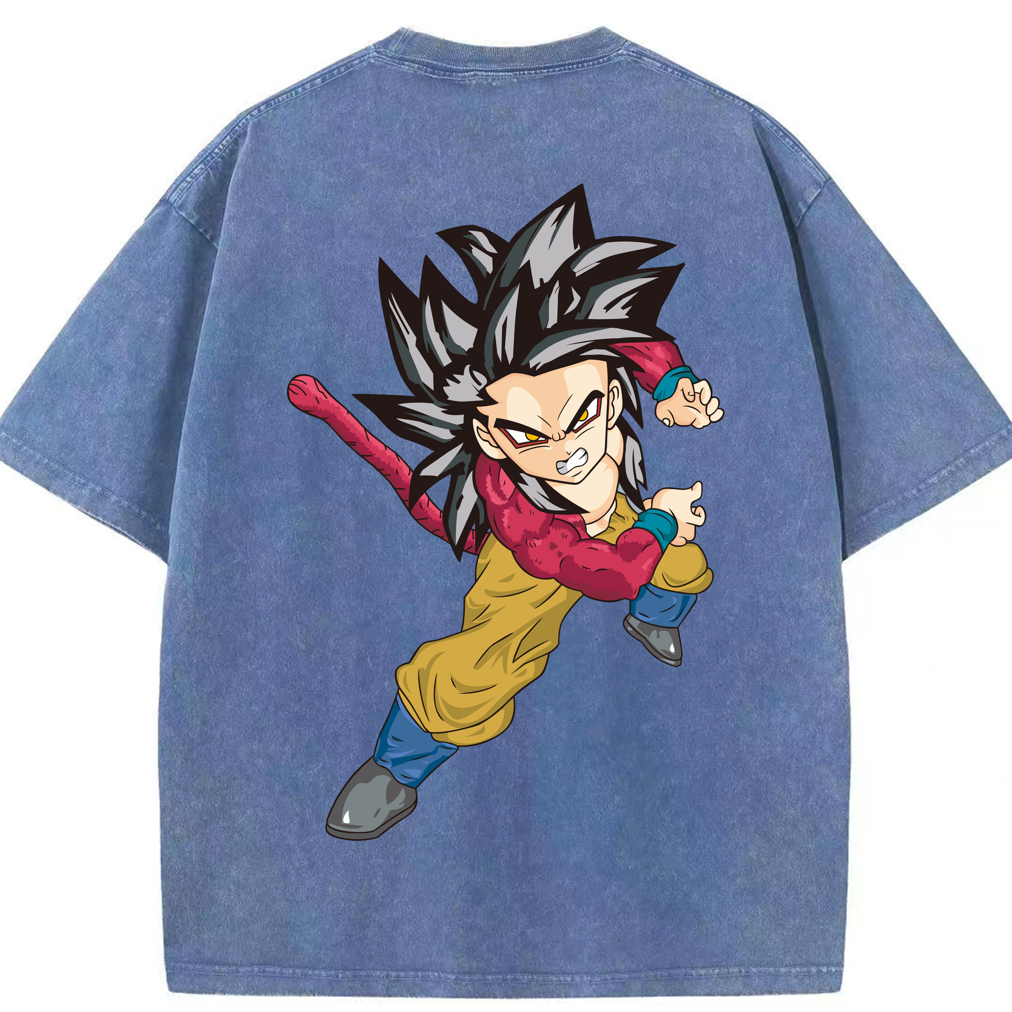 （画像用） ドラゴンボール 孫悟空（そん ごくう）Son Goku カカロット DRAGON BALL Kakarotto 綿100% ヴィンテージ風 半袖Tシャツ（背面プリント）