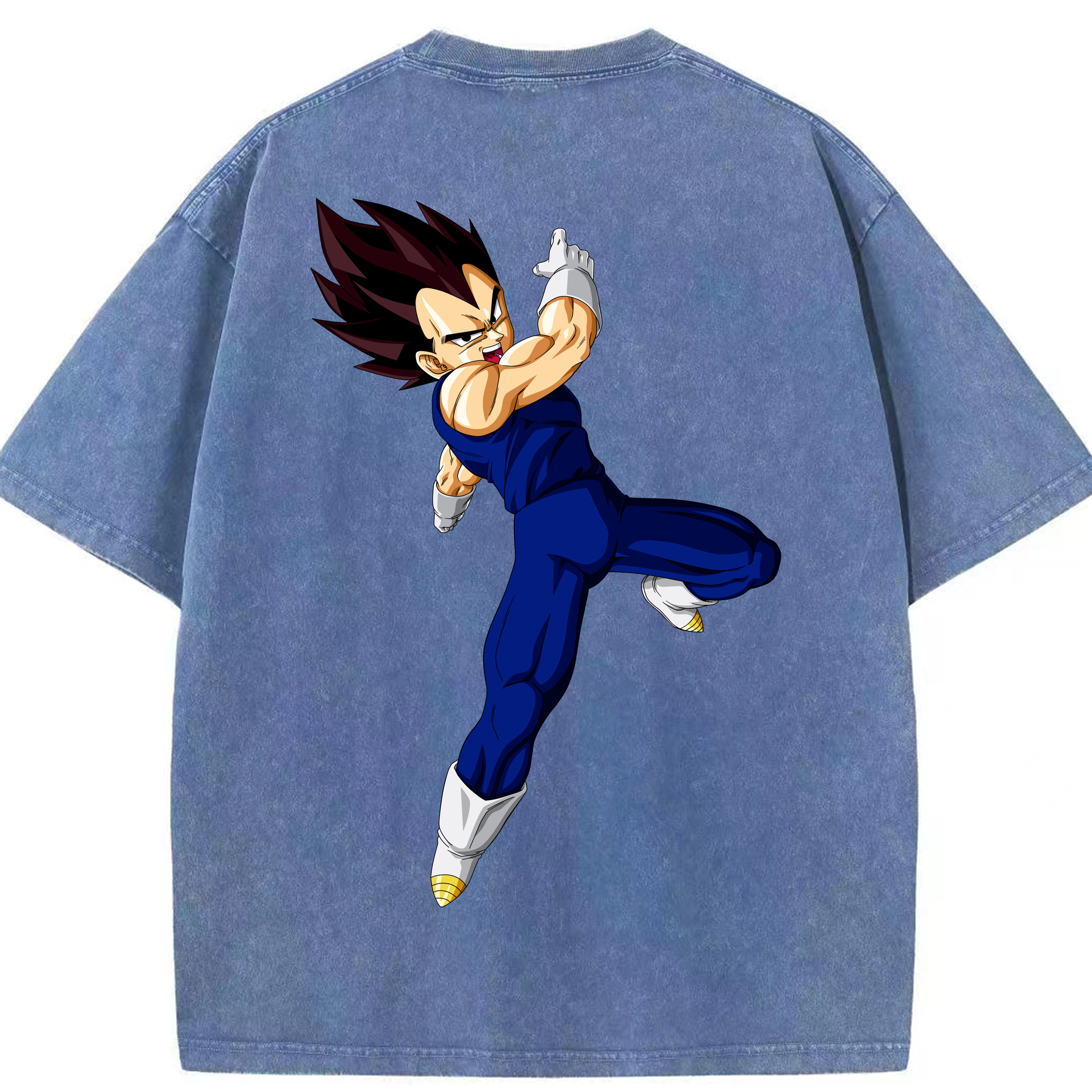 （画像用） ドラゴンボール ベジータ四世（Bejīta Yonsei）DRAGON BALL Vegeta IV 綿100% ヴィンテージ風 半袖Tシャツ（背面プリント）