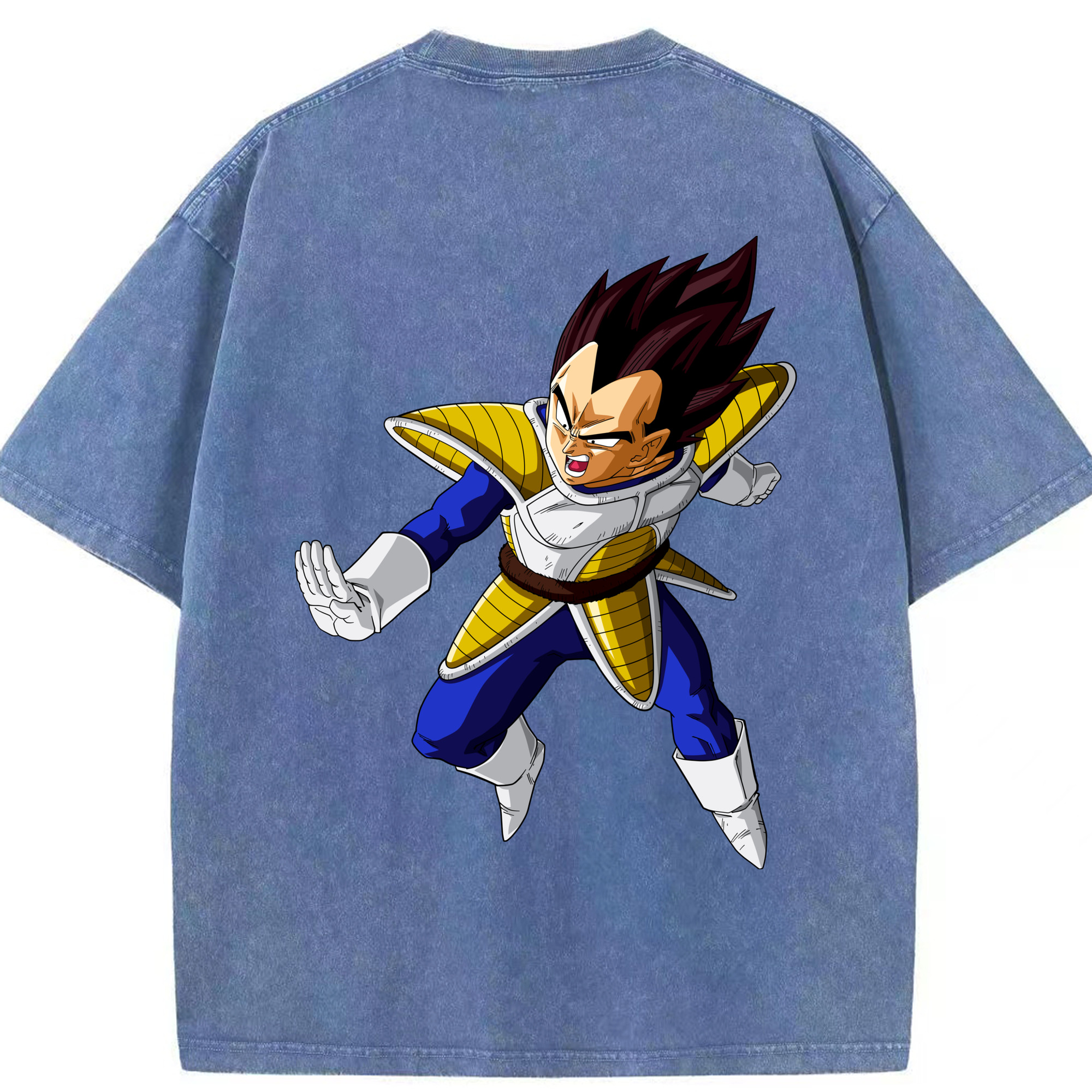 （画像用） ドラゴンボール ベジータ四世（Bejīta Yonsei）DRAGON BALL Vegeta IV 綿100% ヴィンテージ風 半袖Tシャツ（背面プリント）