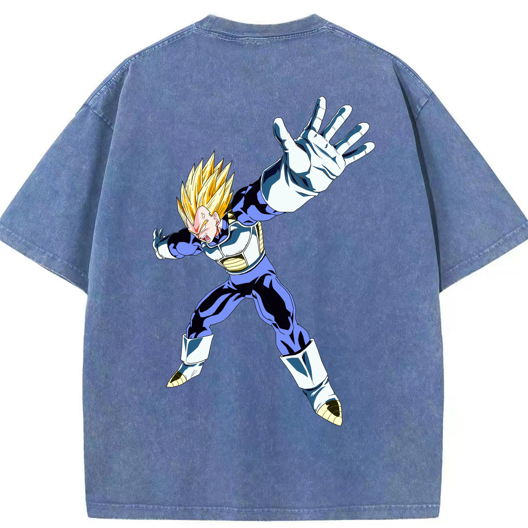 （画像用） ドラゴンボール ベジータ四世（Bejīta Yonsei）DRAGON BALL Vegeta IV 綿100% ヴィンテージ風 半袖Tシャツ（背面プリント）