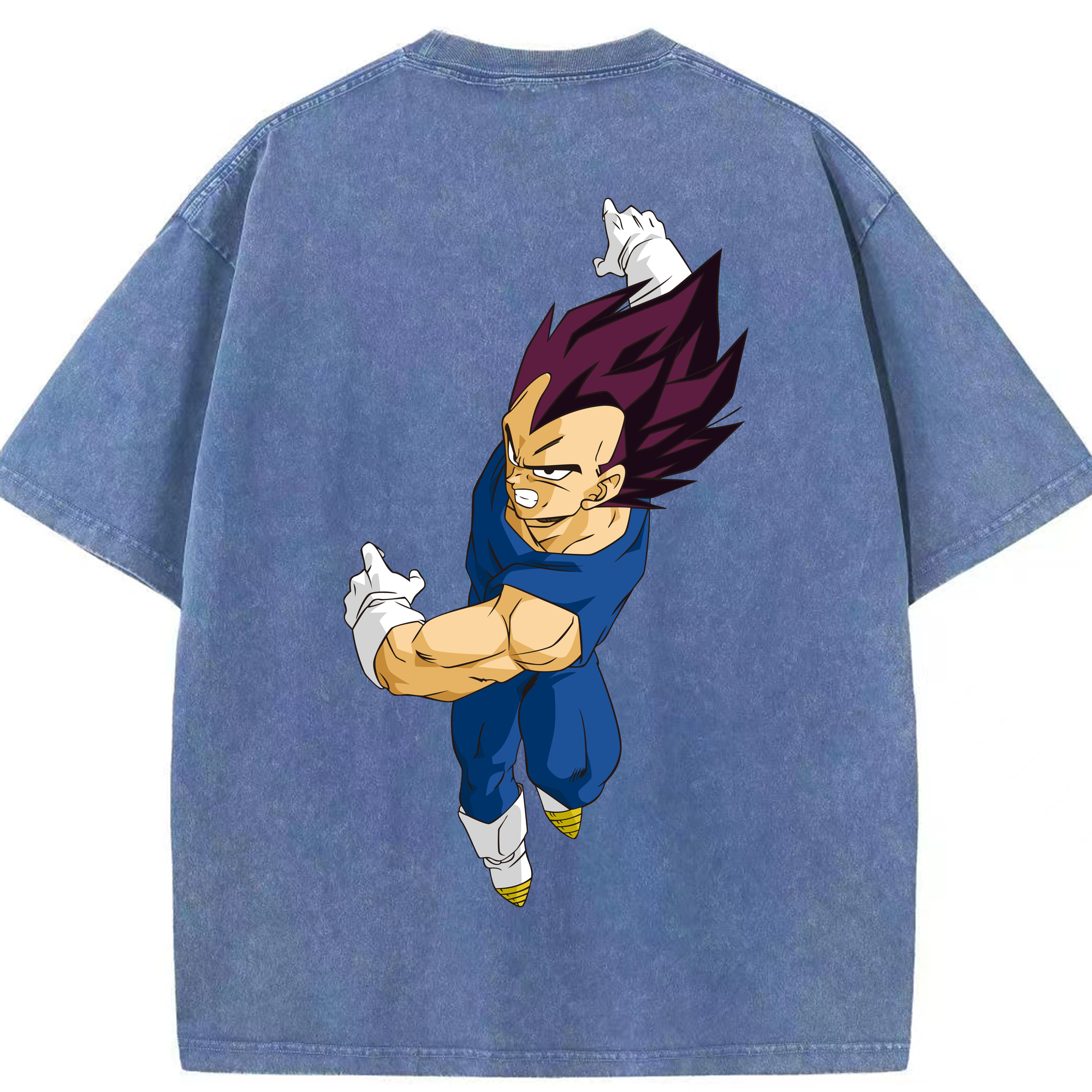 （画像用） ドラゴンボール ベジータ四世（Bejīta Yonsei）DRAGON BALL Vegeta IV 綿100% ヴィンテージ風 半袖Tシャツ（背面プリント）