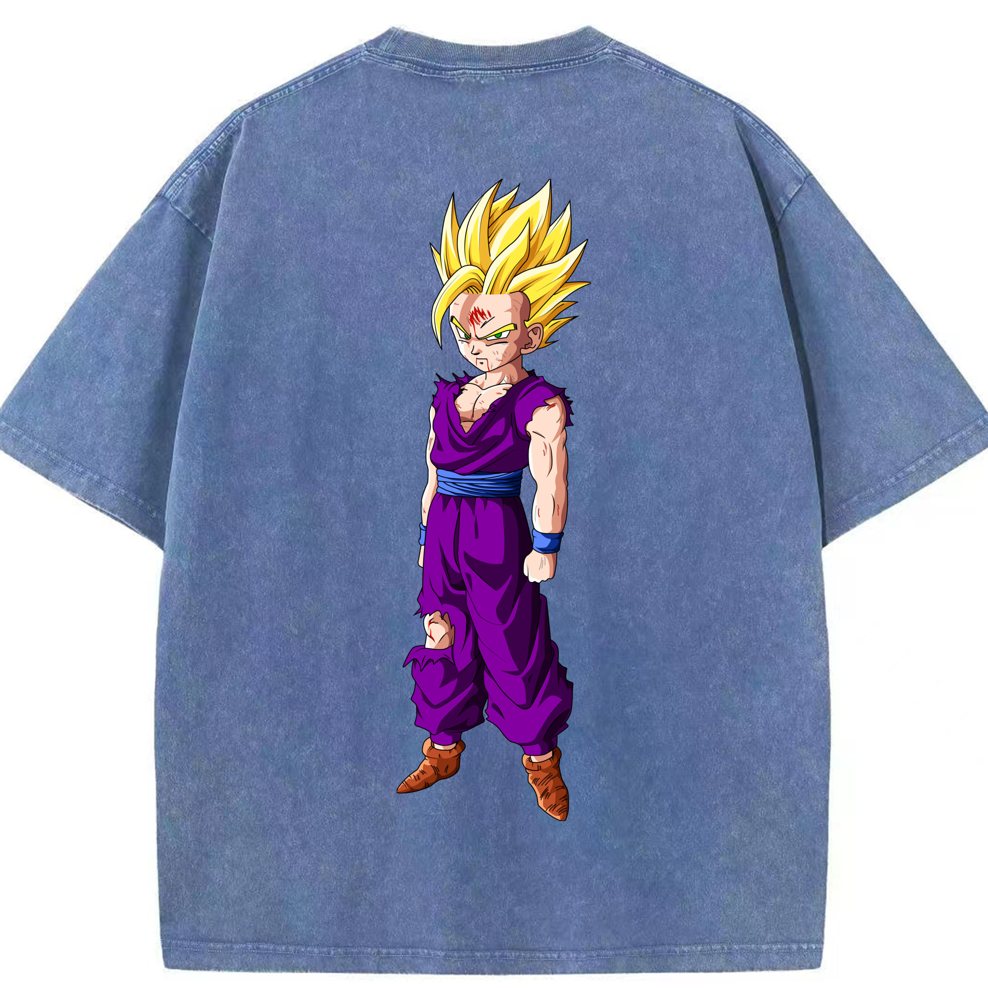 （画像用） ドラゴンボール 孫 悟飯（そんごはん）DRAGON BALL Son Gohan 綿100% ヴィンテージ風 半袖Tシャツ（背面プリント）