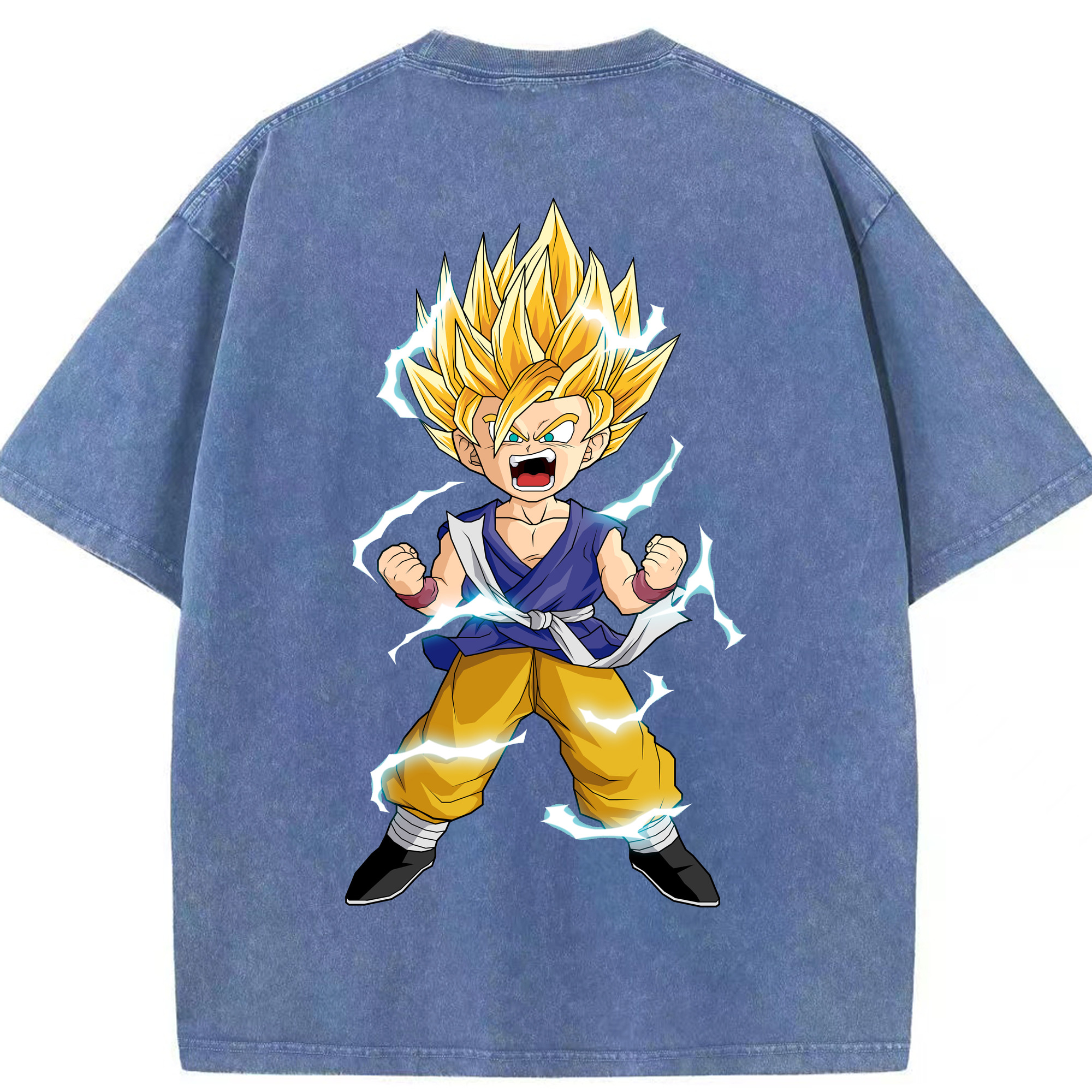 （画像用） ドラゴンボール 孫 悟飯（そんごはん）DRAGON BALL Son Gohan 綿100% ヴィンテージ風 半袖Tシャツ（背面プリント）