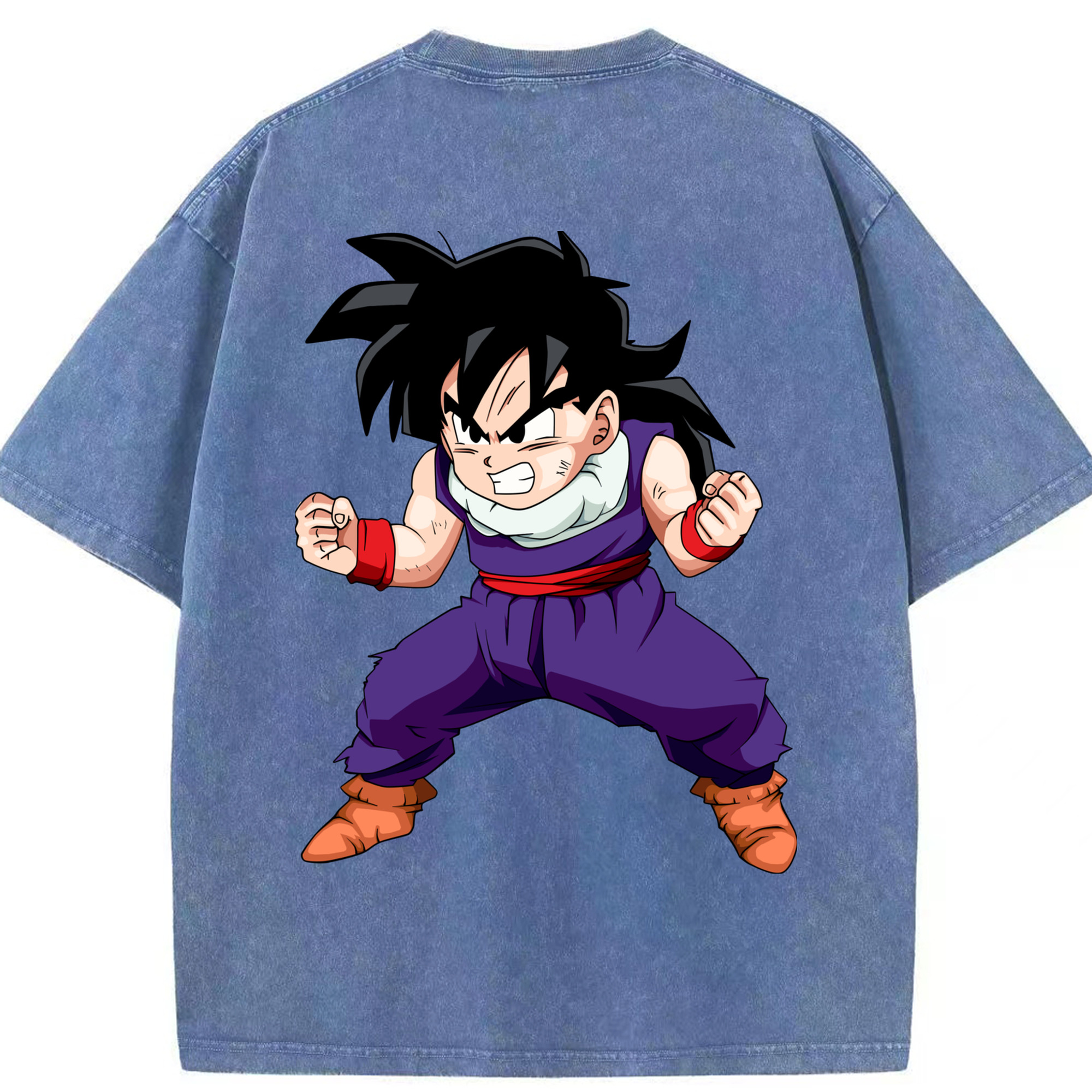 （画像用） ドラゴンボール 孫 悟飯（そんごはん）DRAGON BALL Son Gohan 綿100% ヴィンテージ風 半袖Tシャツ（背面プリント）
