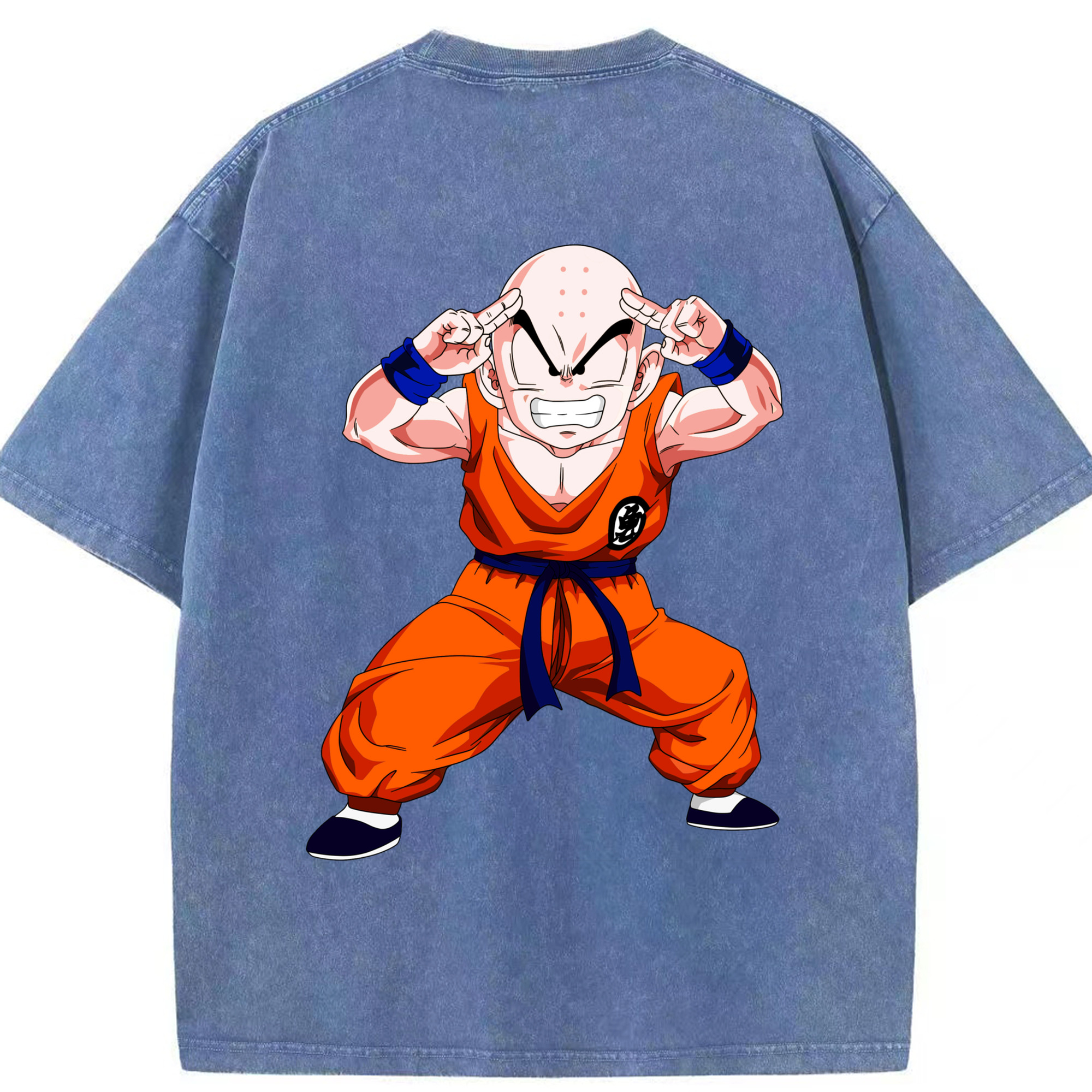 （画像用） ドラゴンボール クリリン DRAGON BALL krillin 綿100% ヴィンテージ風 半袖Tシャツ（背面プリント）