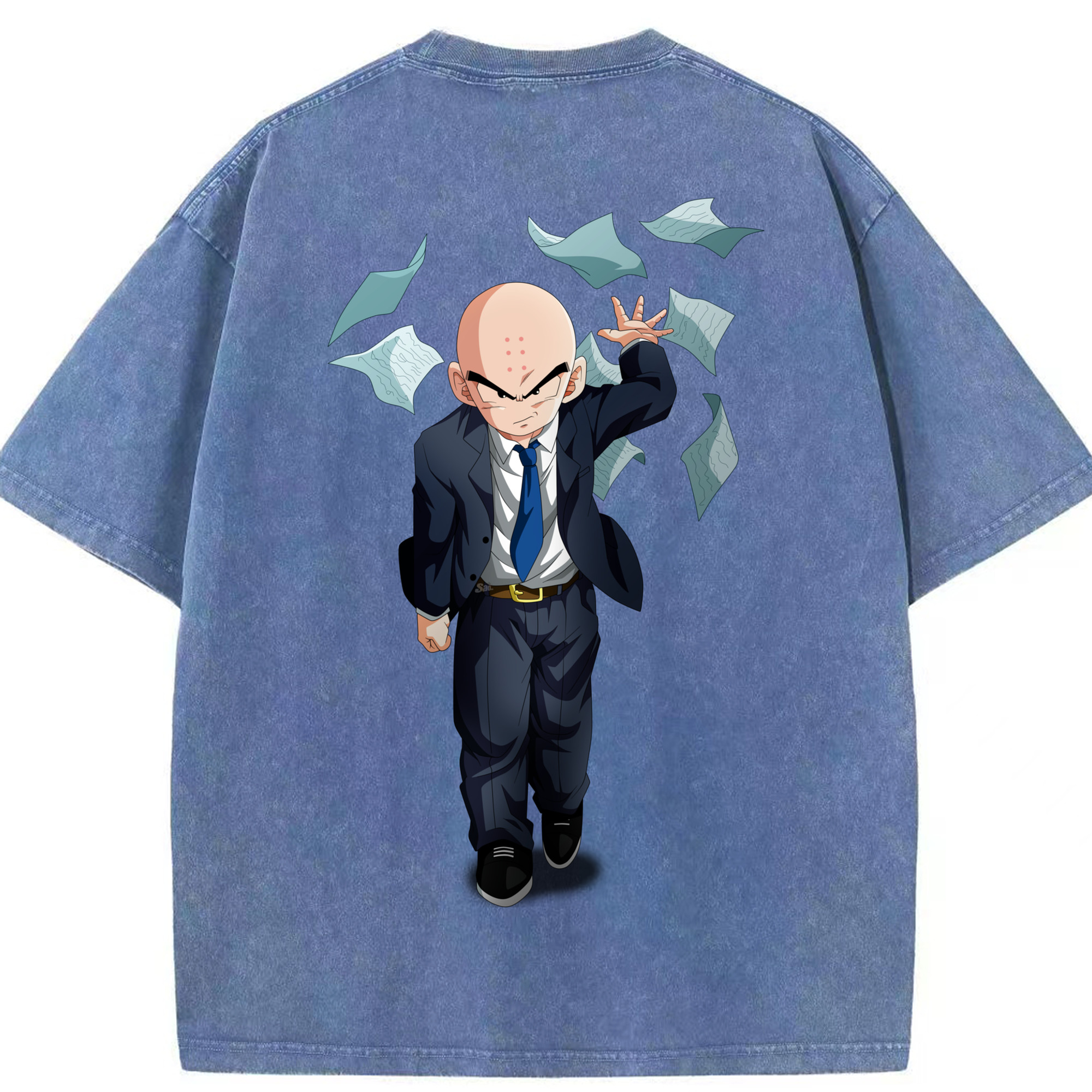 （画像用） ドラゴンボール クリリン DRAGON BALL krillin 綿100% ヴィンテージ風 半袖Tシャツ（背面プリント）