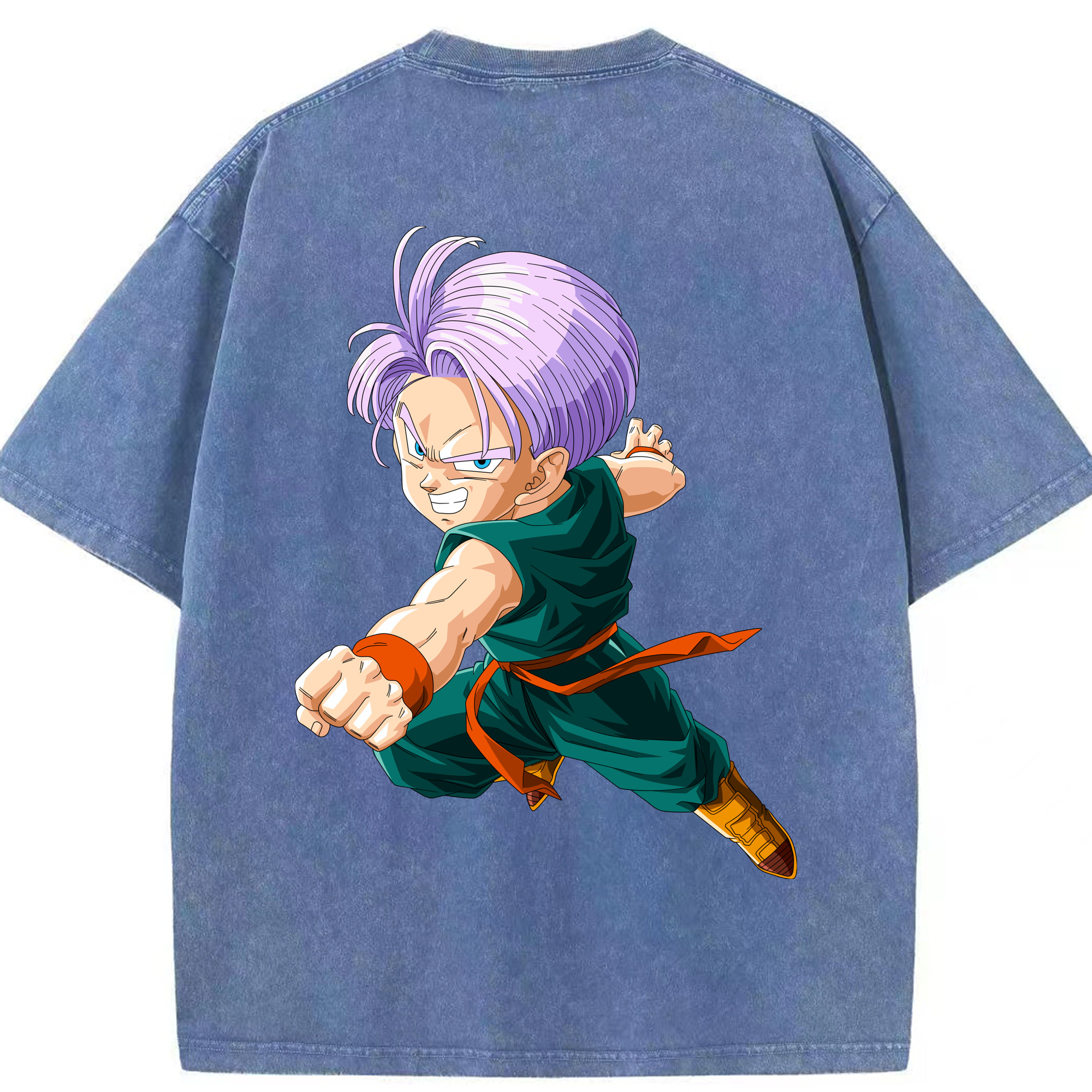 （画像用） ドラゴンボール トランクス（Torankusu）DRAGON BALL Trunks 綿100% ヴィンテージ風 半袖Tシャツ（背面プリント）