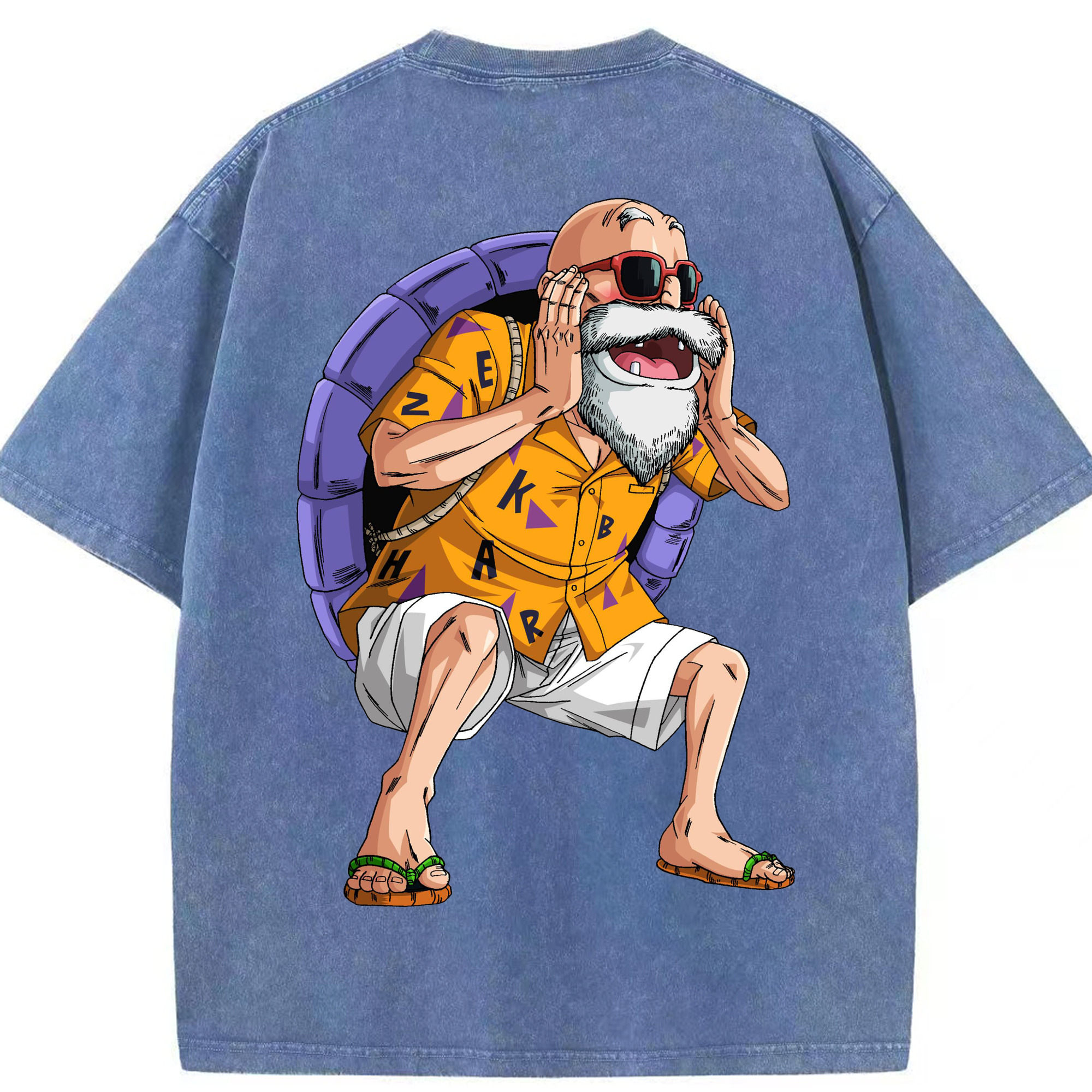 （画像用） ドラゴンボール 亀仙人（かめせんにん） DRAGON BALL Master Roshi Kame Sennin 綿100% ヴィンテージ風 半袖Tシャツ（背面プリント）