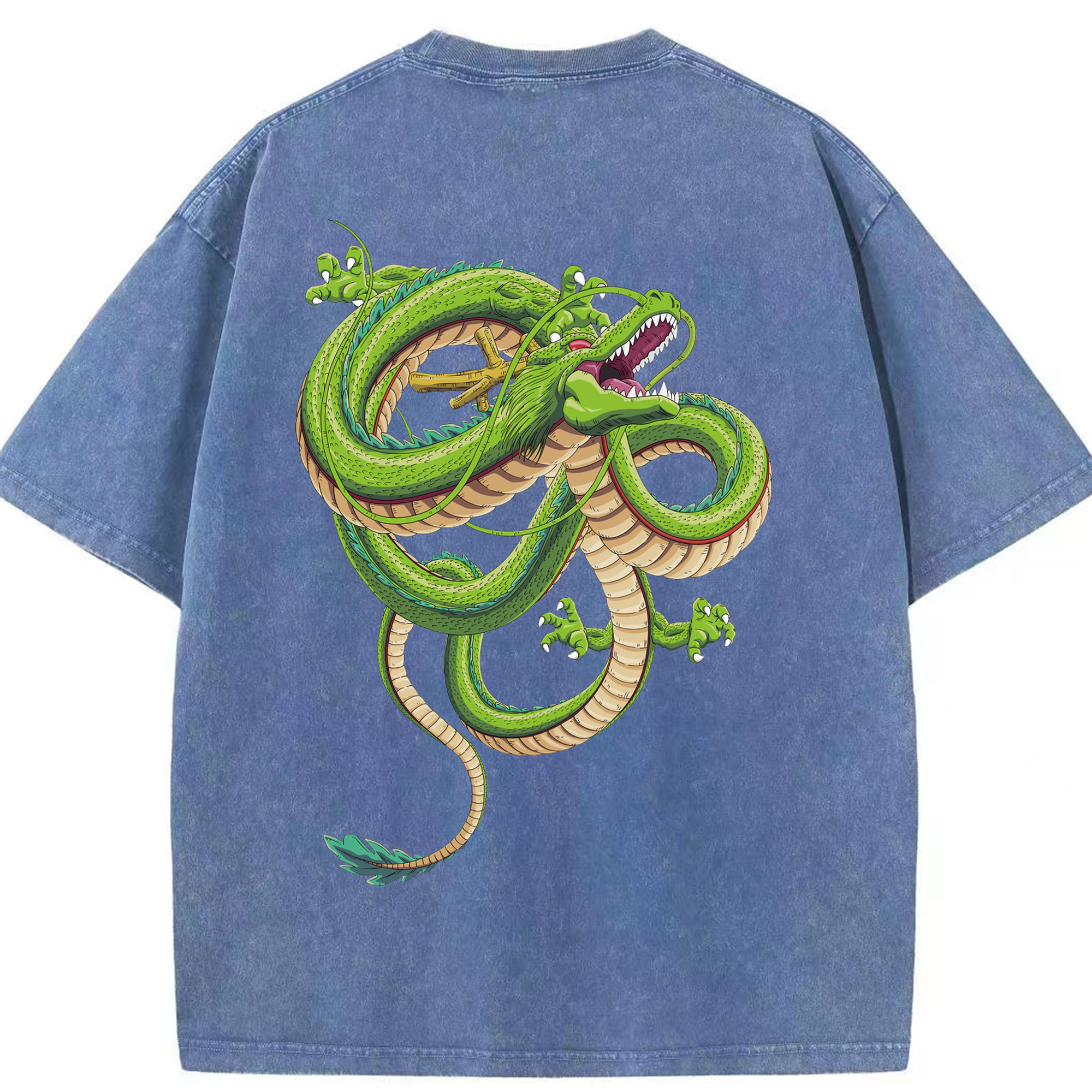 （画像用） ドラゴンボール 神龍 シェンロン DRAGON BALL Shenron 綿100% ヴィンテージ風 半袖Tシャツ（背面プリント）