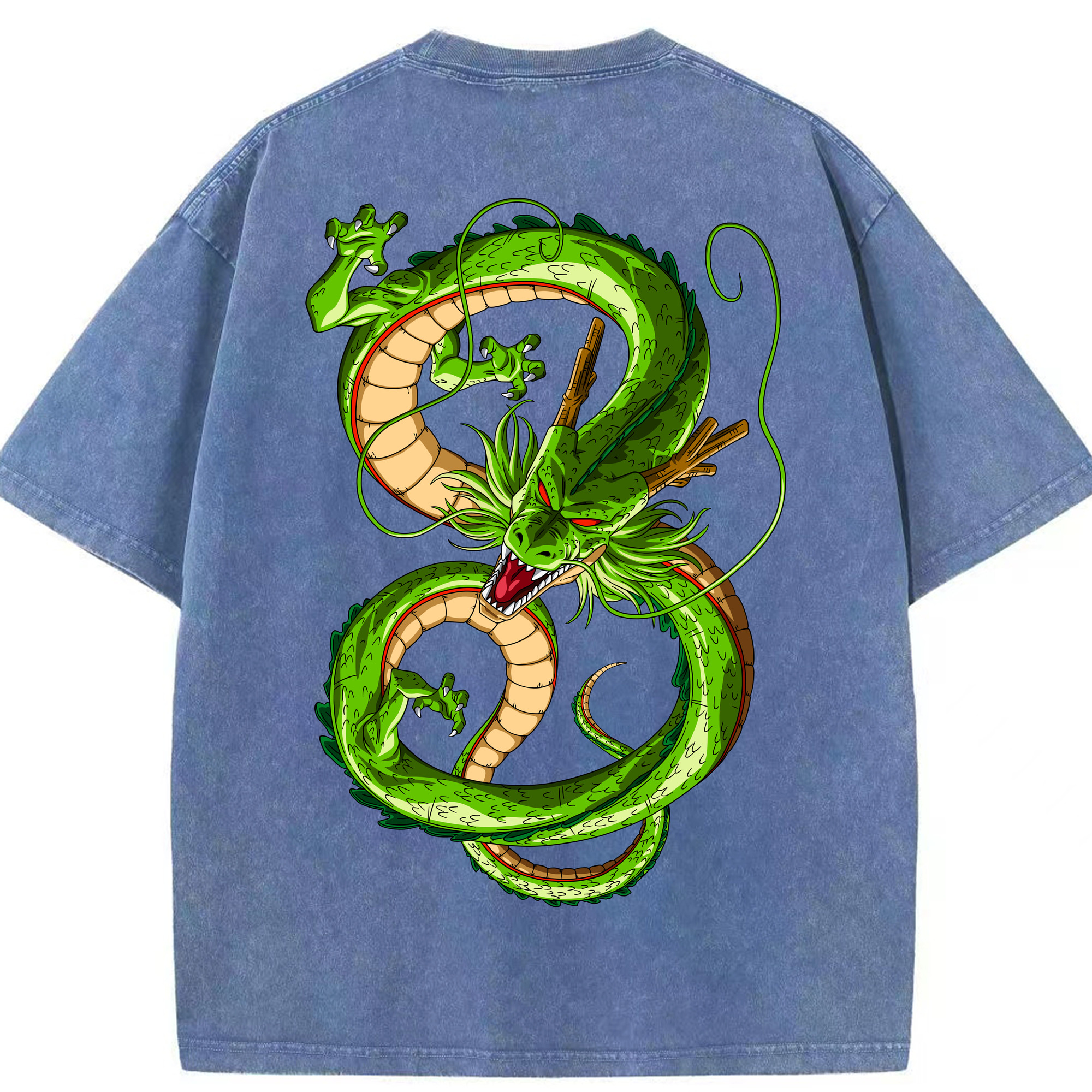 （画像用） ドラゴンボール 神龍 シェンロン DRAGON BALL Shenron 綿100% ヴィンテージ風 半袖Tシャツ（背面プリント）