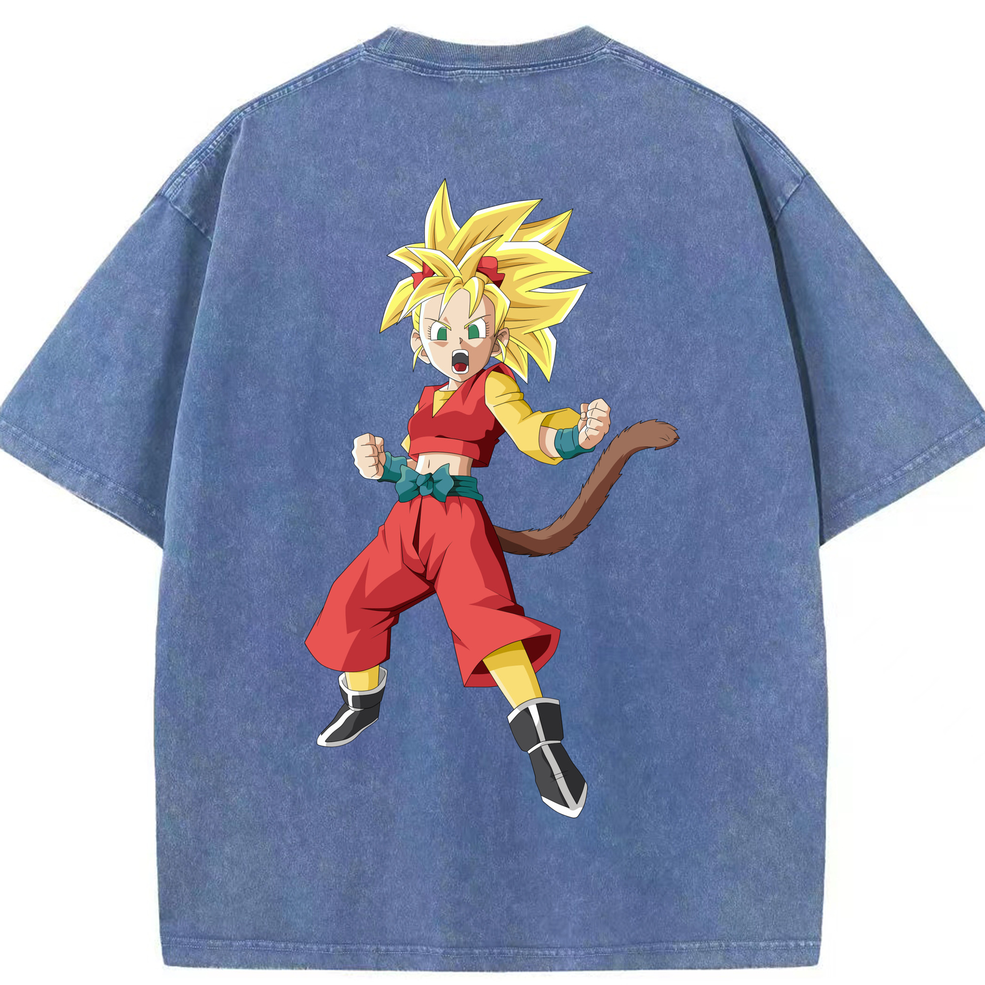 （画像用） ドラゴンボール カリフラ DRAGON BALL Caulifla 綿100% ヴィンテージ風 半袖Tシャツ（背面プリント）
