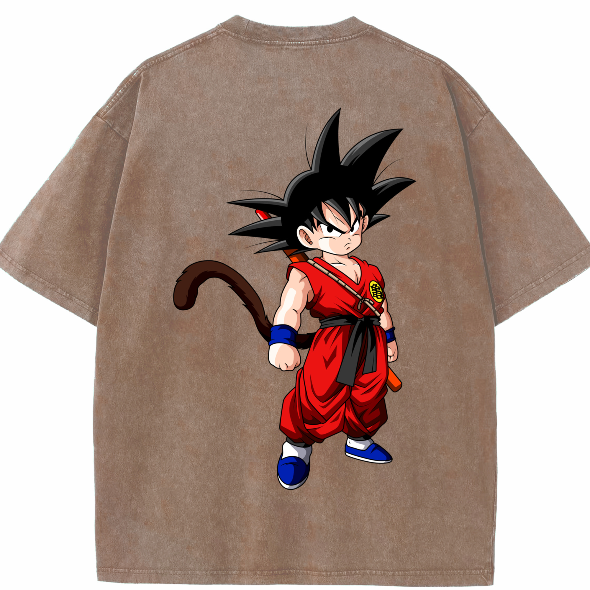 （画像用） ドラゴンボール 孫悟空（そん ごくう）Son Goku カカロット DRAGON BALL Kakarotto 綿100% ヴィンテージ風 半袖Tシャツ（背面プリント）