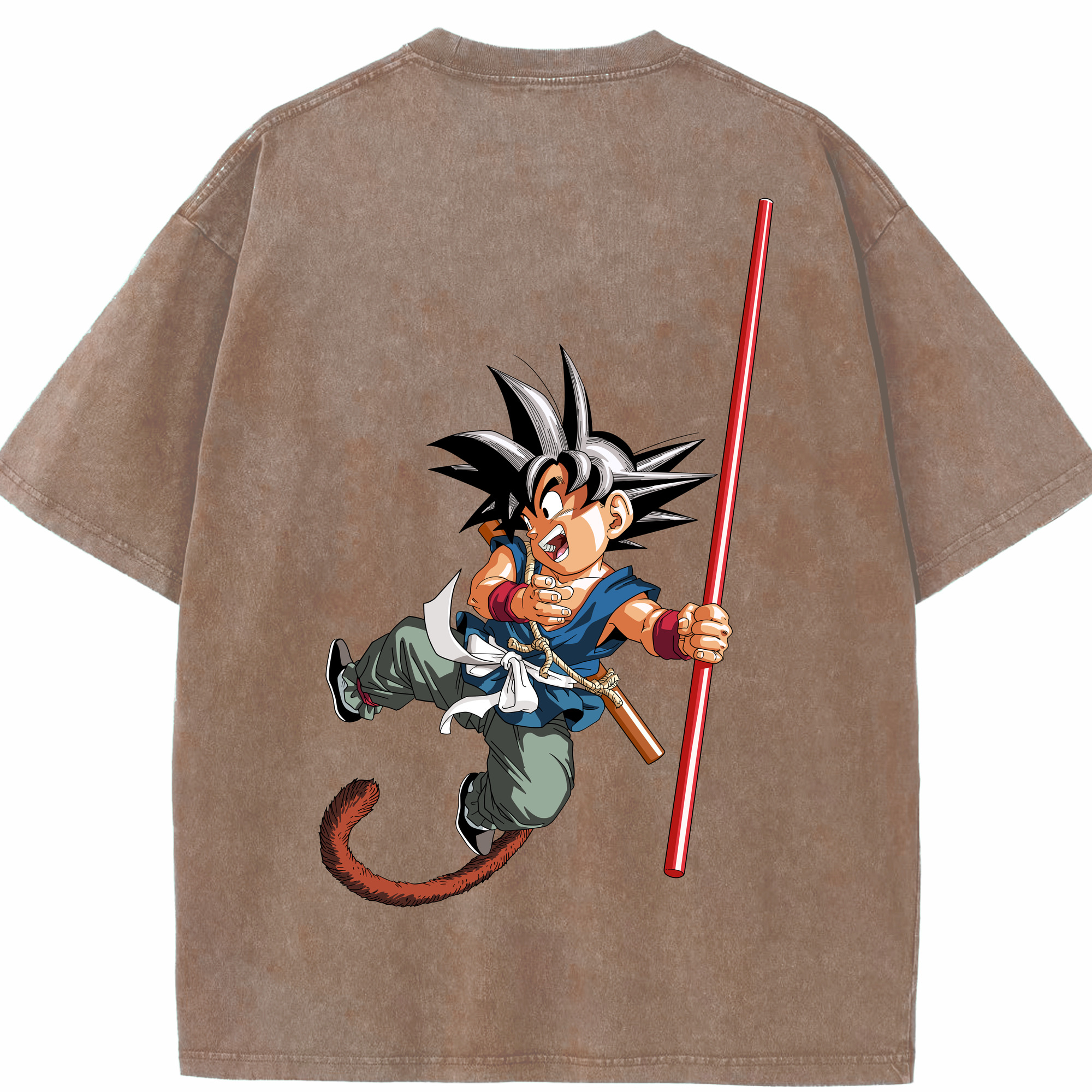 （画像用） ドラゴンボール 孫悟空（そん ごくう）Son Goku カカロット DRAGON BALL Kakarotto 綿100% ヴィンテージ風 半袖Tシャツ（背面プリント）