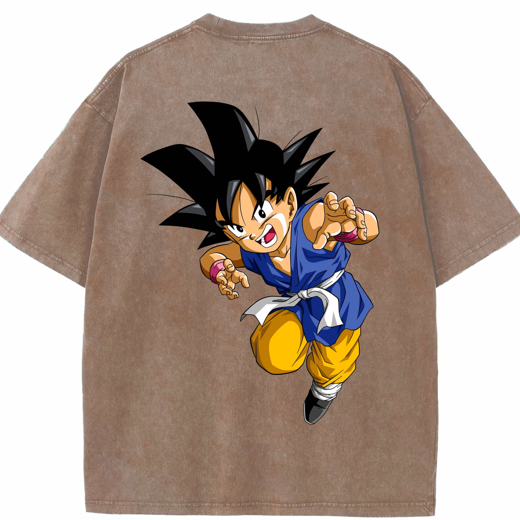 （画像用） ドラゴンボール 孫悟空（そん ごくう）Son Goku カカロット DRAGON BALL Kakarotto 綿100% ヴィンテージ風 半袖Tシャツ（背面プリント）