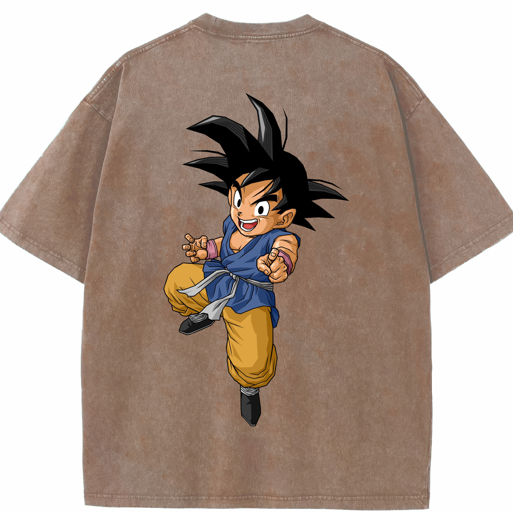 （画像用） ドラゴンボール 孫悟空（そん ごくう）Son Goku カカロット DRAGON BALL Kakarotto 綿100% ヴィンテージ風 半袖Tシャツ（背面プリント）