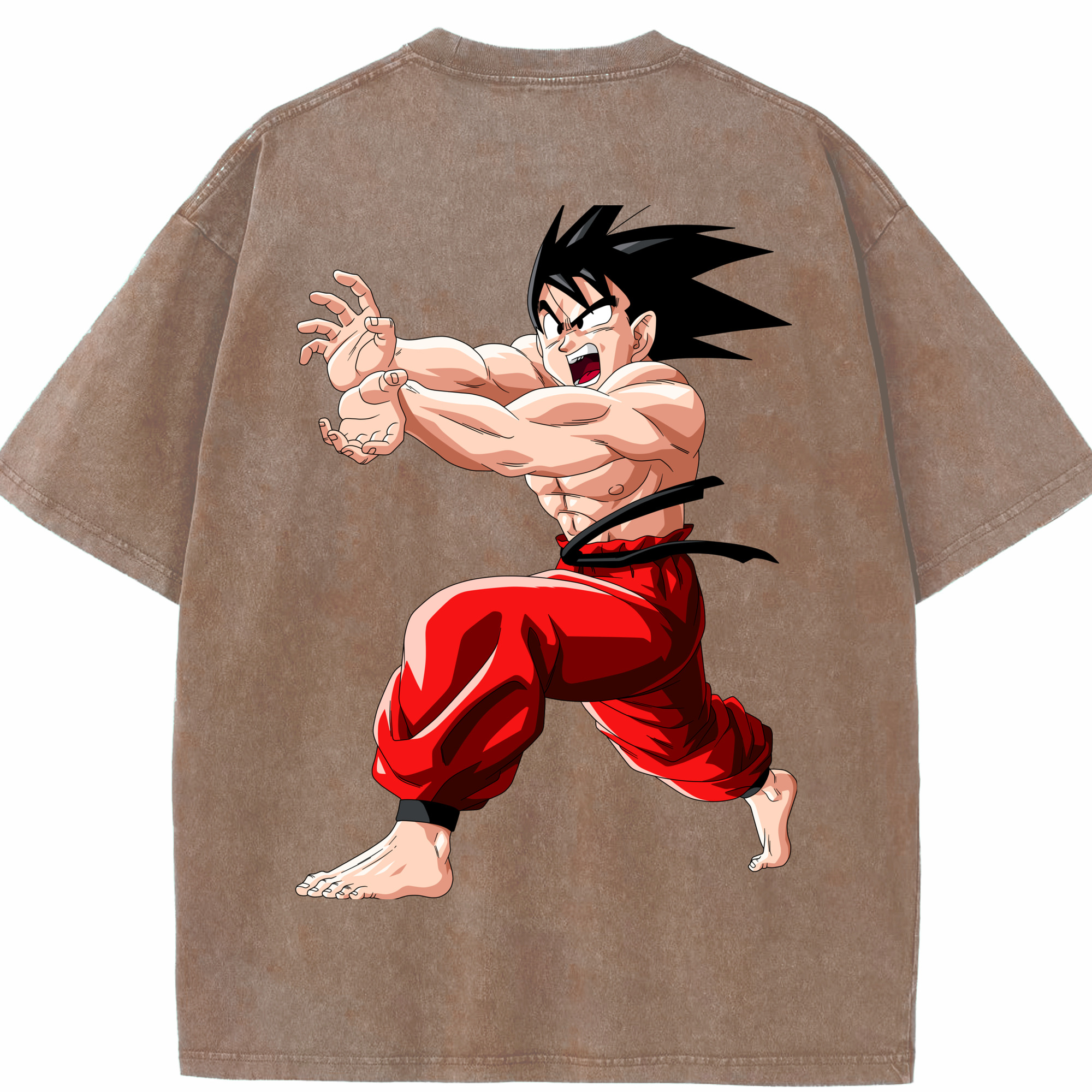 （画像用） ドラゴンボール 孫悟空（そん ごくう）Son Goku カカロット DRAGON BALL Kakarotto 綿100% ヴィンテージ風 半袖Tシャツ（背面プリント）