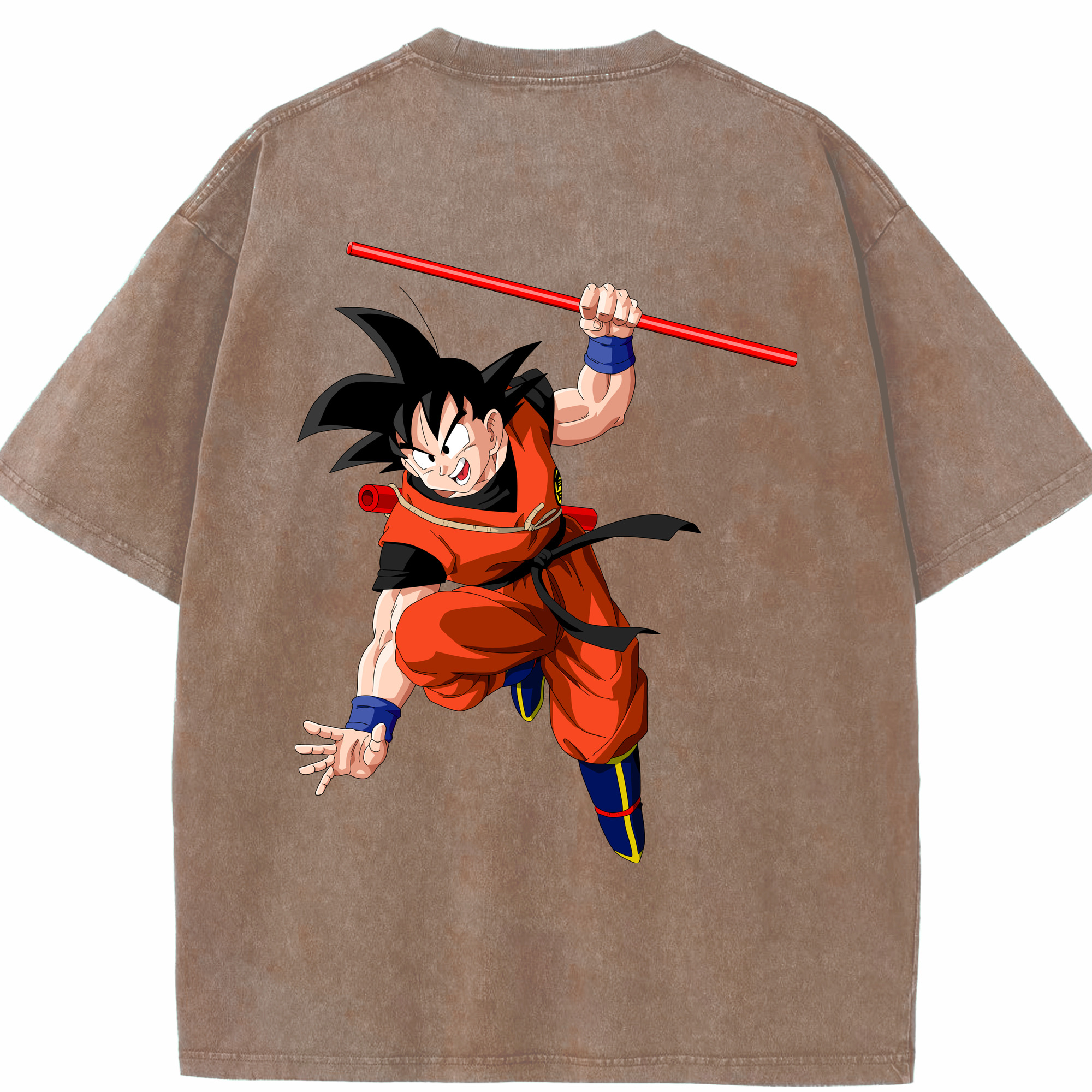 （画像用） ドラゴンボール 孫悟空（そん ごくう）Son Goku カカロット DRAGON BALL Kakarotto 綿100% ヴィンテージ風 半袖Tシャツ（背面プリント）