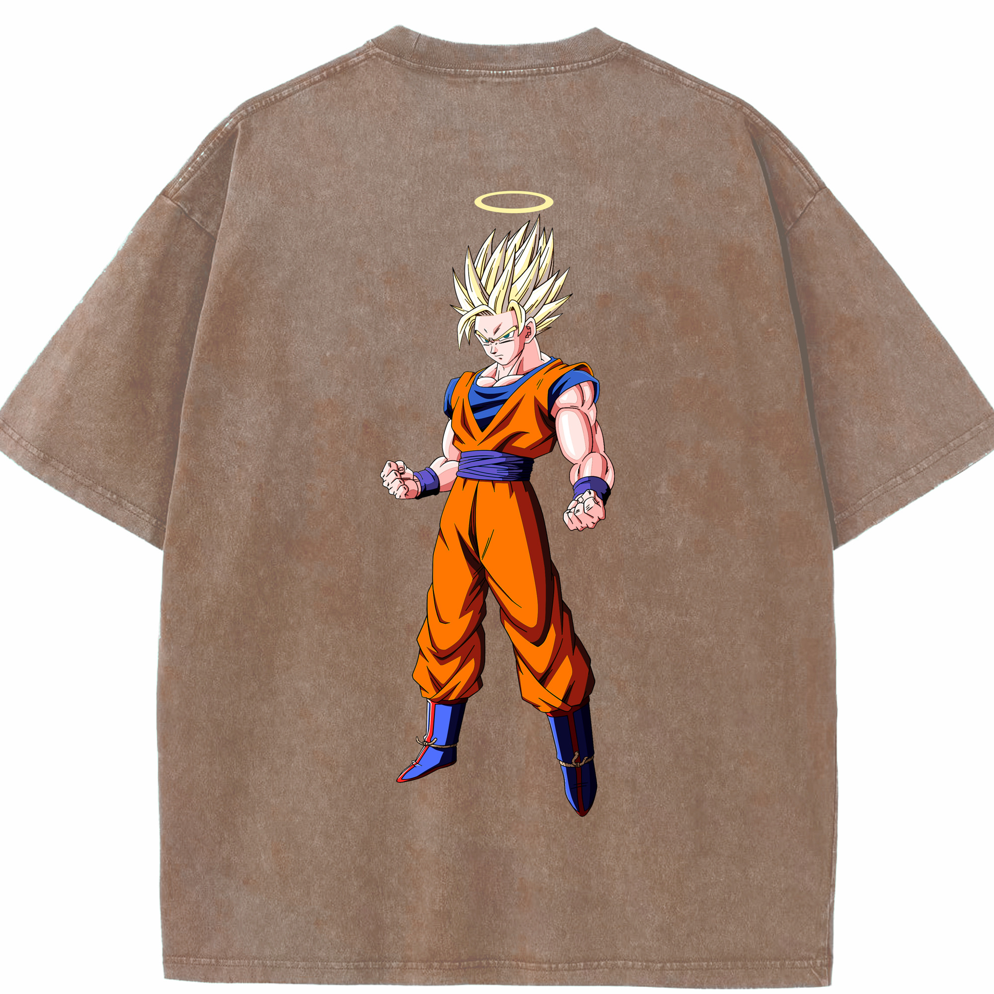 （画像用） ドラゴンボール 孫悟空（そん ごくう）Son Goku カカロット DRAGON BALL Kakarotto 綿100% ヴィンテージ風 半袖Tシャツ（背面プリント）