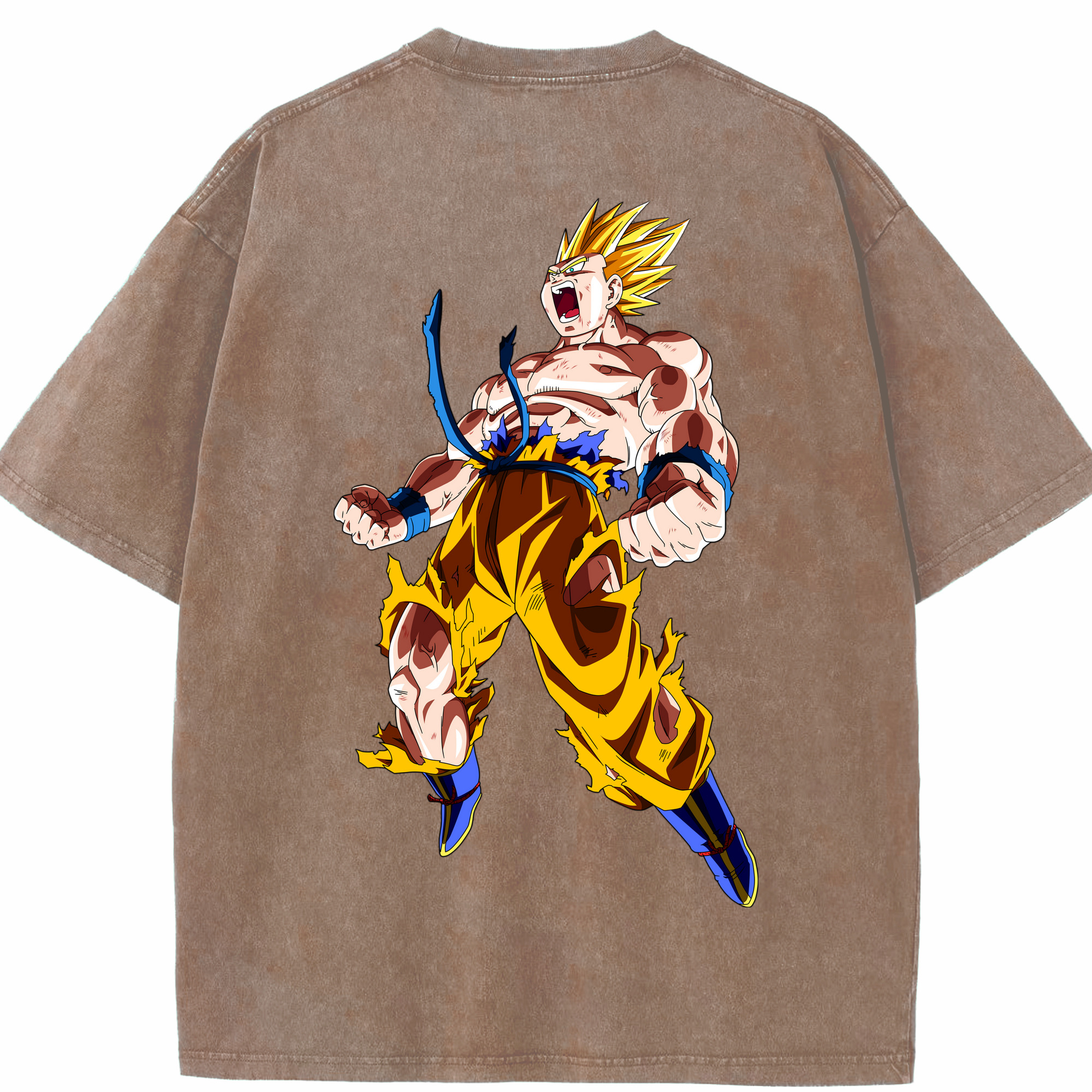 （画像用） ドラゴンボール 孫悟空（そん ごくう）Son Goku カカロット DRAGON BALL Kakarotto 綿100% ヴィンテージ風 半袖Tシャツ（背面プリント）
