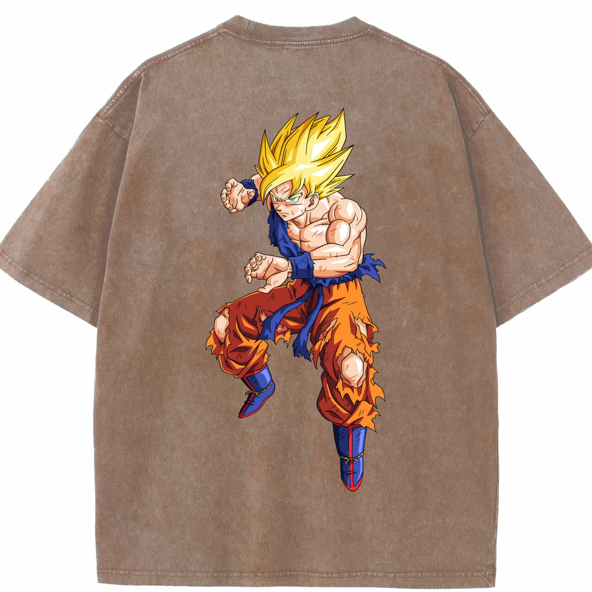 （画像用） ドラゴンボール 孫悟空（そん ごくう）Son Goku カカロット DRAGON BALL Kakarotto 綿100% ヴィンテージ風 半袖Tシャツ（背面プリント）