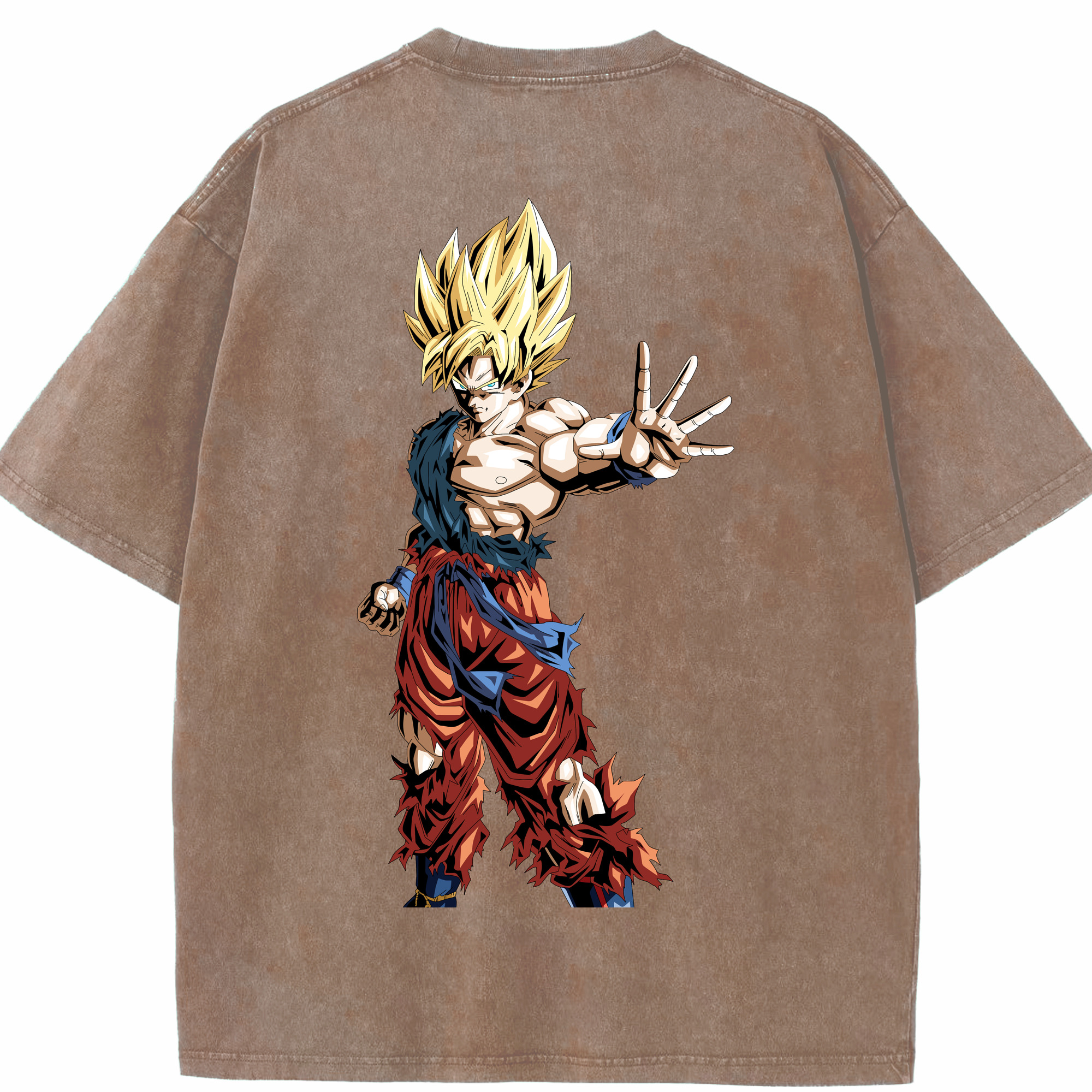 （画像用） ドラゴンボール 孫悟空（そん ごくう）Son Goku カカロット DRAGON BALL Kakarotto 綿100% ヴィンテージ風 半袖Tシャツ（背面プリント）