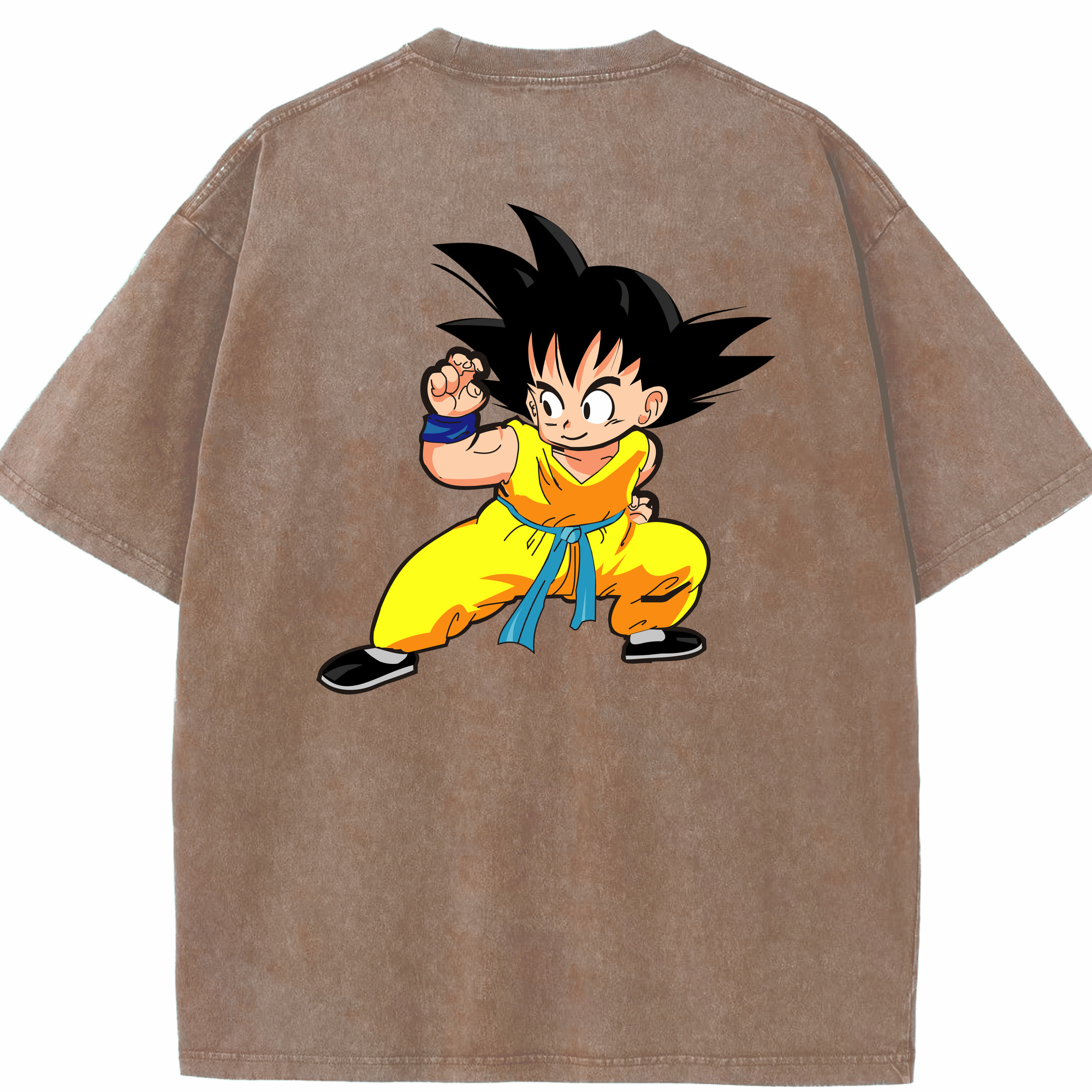 （画像用） ドラゴンボール 孫悟空（そん ごくう）Son Goku カカロット DRAGON BALL Kakarotto 綿100% ヴィンテージ風 半袖Tシャツ（背面プリント）