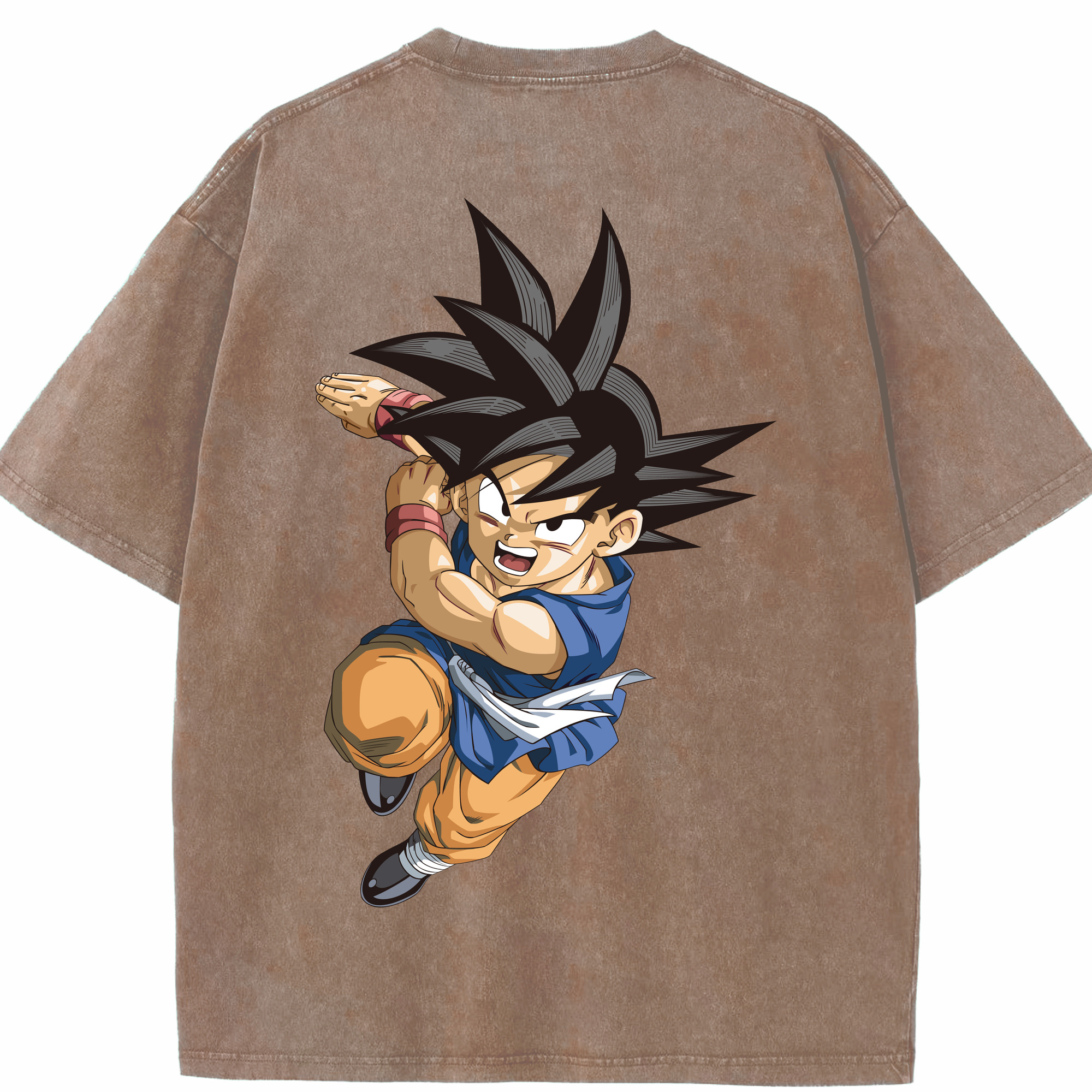 （画像用） ドラゴンボール 孫悟空（そん ごくう）Son Goku カカロット DRAGON BALL Kakarotto 綿100% ヴィンテージ風 半袖Tシャツ（背面プリント）