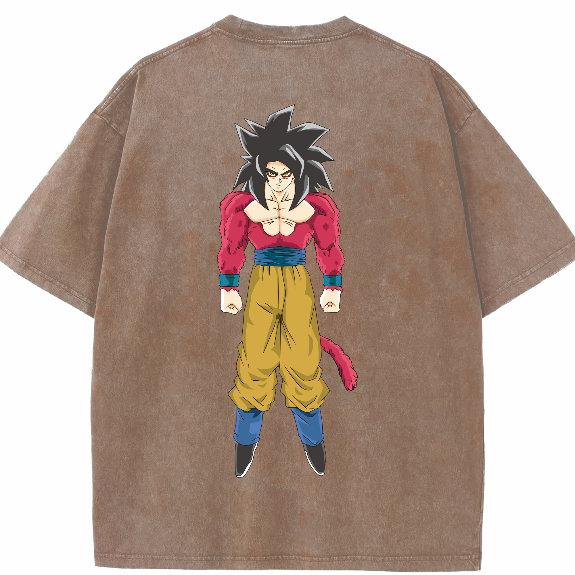 （画像用） ドラゴンボール 孫悟空（そん ごくう）Son Goku カカロット DRAGON BALL Kakarotto 綿100% ヴィンテージ風 半袖Tシャツ（背面プリント）